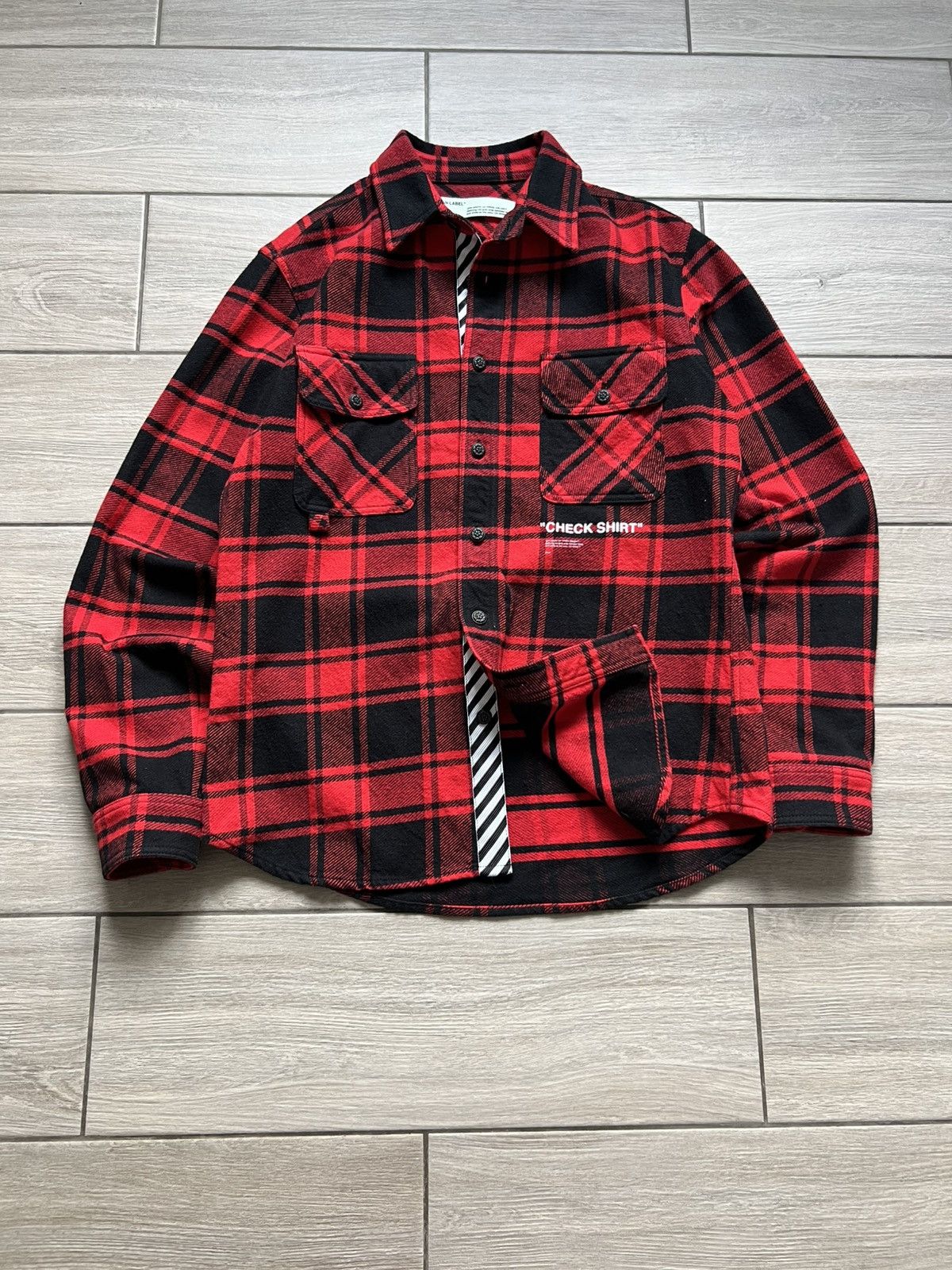 Off-White Off-White Red and Black Flannel Quote Shirt Luxury Size US M / EU 48-50 / 2 - 2 Thumbnail
