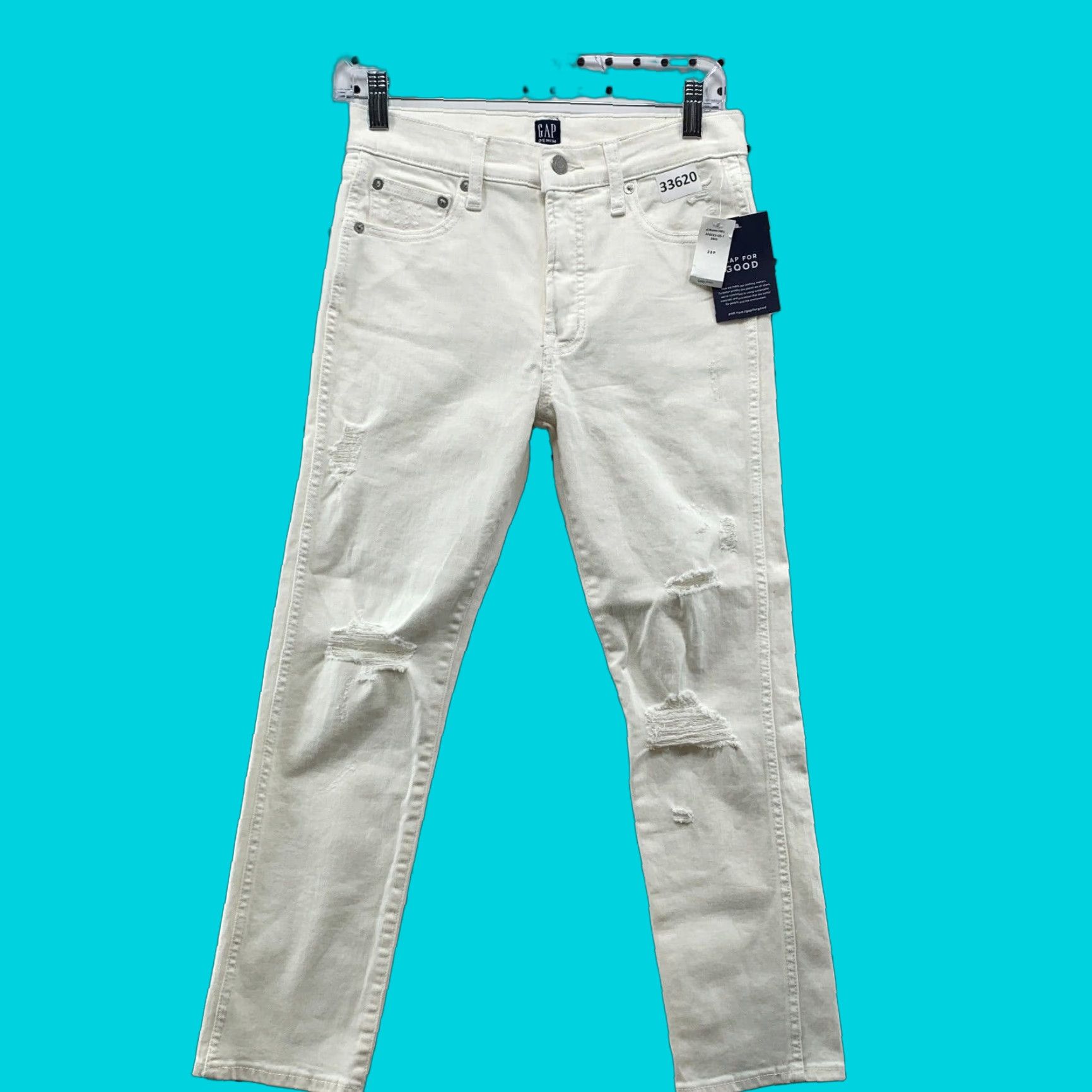 Gap GAP White Denim Jeans Womens Petite 26 Slim Straight Casual 26P NWT Size 26" / US 2 / IT 38 - 1 Thumbnail