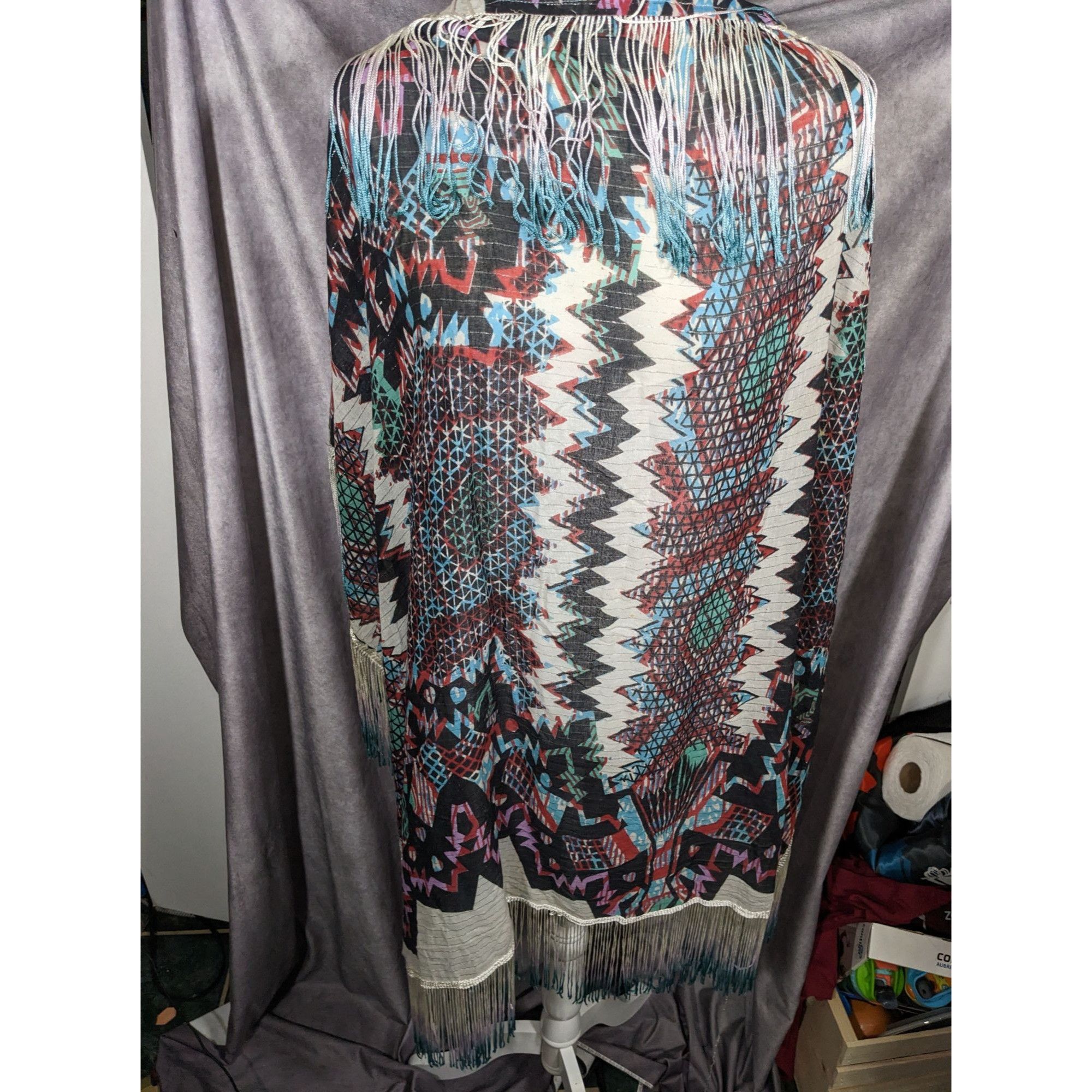 Topshop Topshop Southwestern Abstract Rainbow Ombre Fringe Scarf Size ONE SIZE - 9 Thumbnail