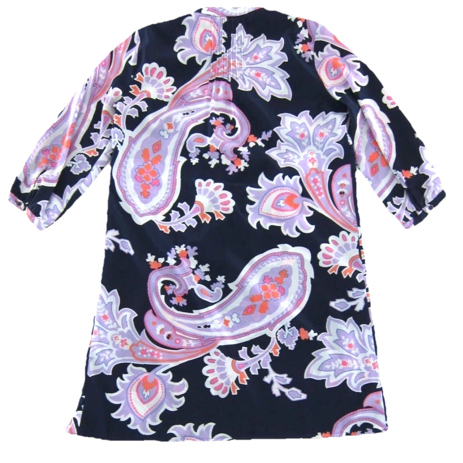Gap GAP Dress Navy Blue Purple White Pink Floral Long Sleeve Tunic Shift Small Women Size S / US 4 / IT 40 - 2 Thumbnail