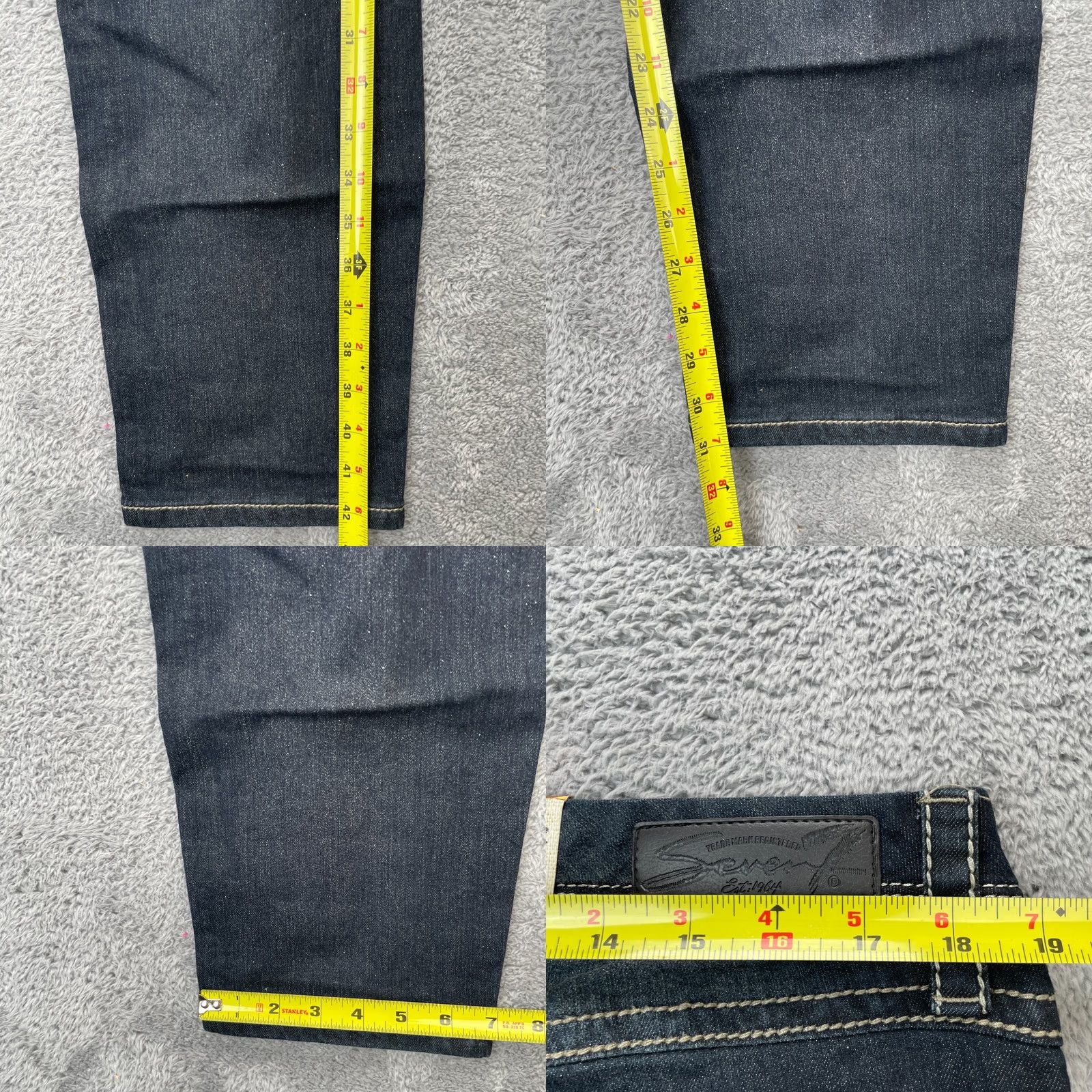 Vintage Seven7 Jeans Womens 16 Denim Blue Sparkle Luxe Whiskered 5-Pocket Skinny Regular Inseam 31” Button Zip Closet Mens Womens Girls Size 26" / US 2 / IT 38 - 8 Thumbnail