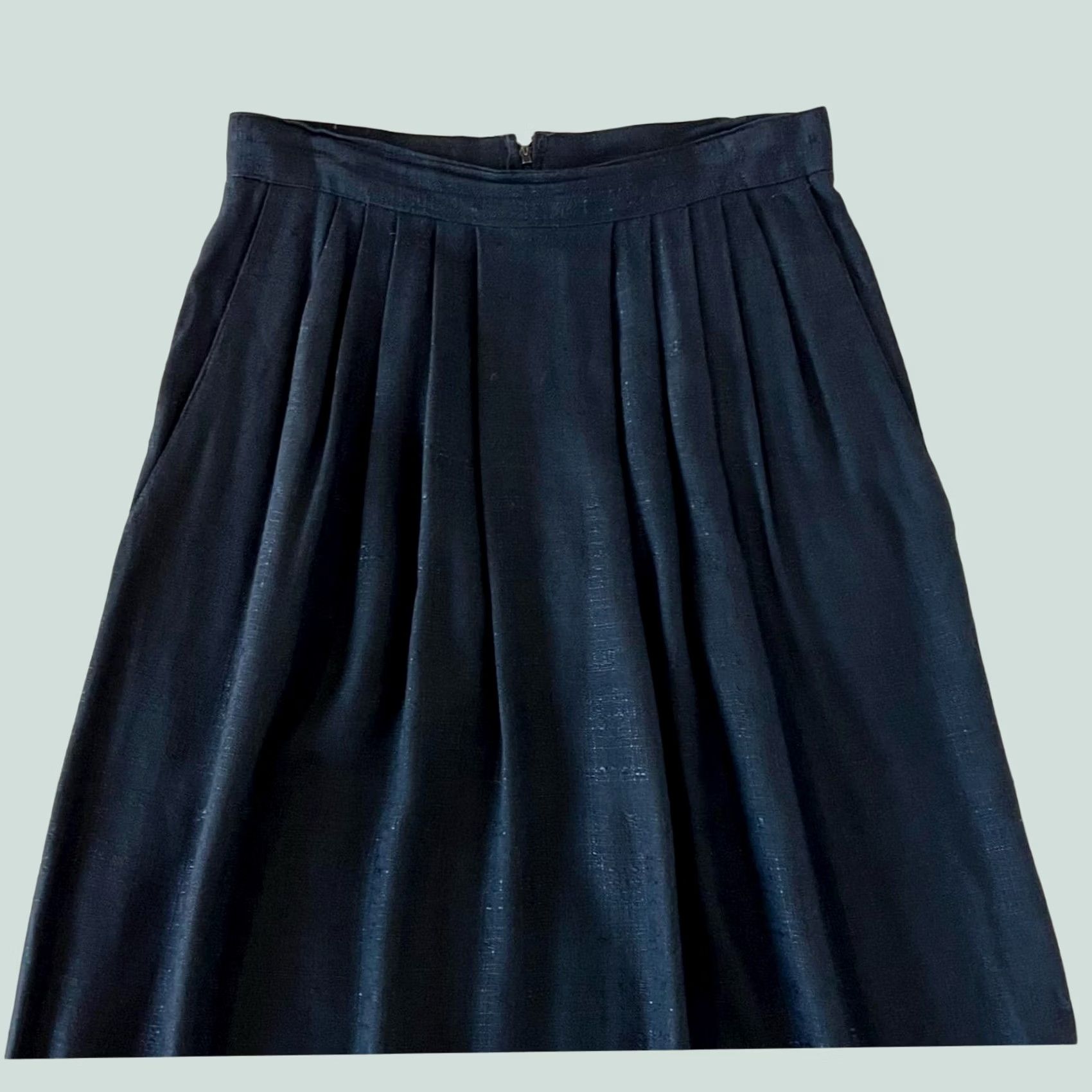FLAX VINTAGE Emily St John Skirt Womens Midi Black A-Line Pockets Flax Rayon Sz 10 Size 32" / US 10 / IT 46 - 1 Thumbnail