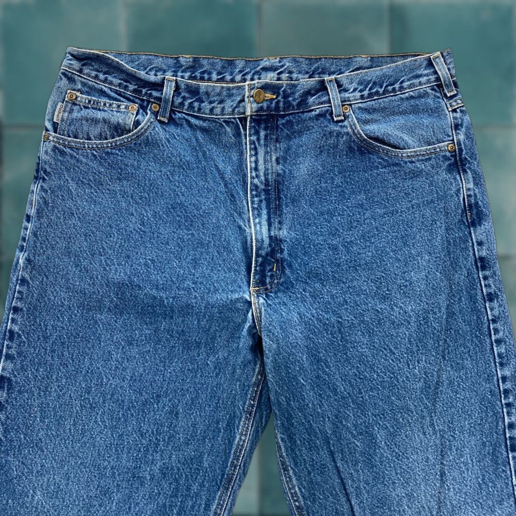 Carhartt VINTAGE Carhartt Jeans Mens 40x34 Medium Wash Blue Denim Tapered Leg Union Made Size US 40 / EU 56 - 1 Thumbnail