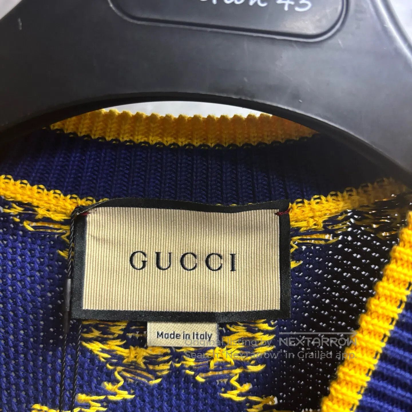 Gucci Guicci Long-sleeved knitted sweater with a blue lettered l Size US XS / EU 42 / 0 - 2 Thumbnail