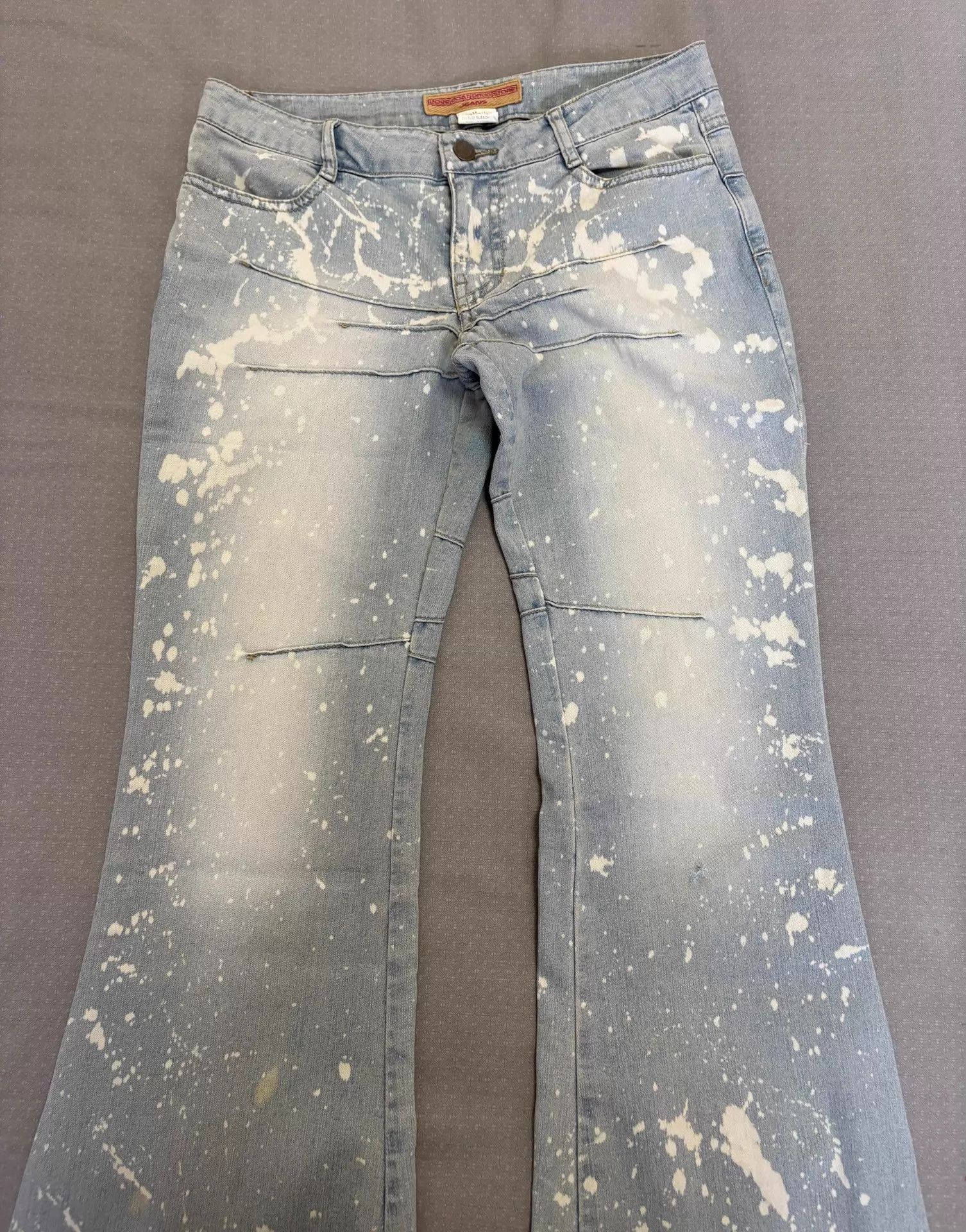 Other Vintage Japanese Denim Bellbottom Splatter Raw Hem Size 27" / US 4 / IT 40 - 4 Thumbnail