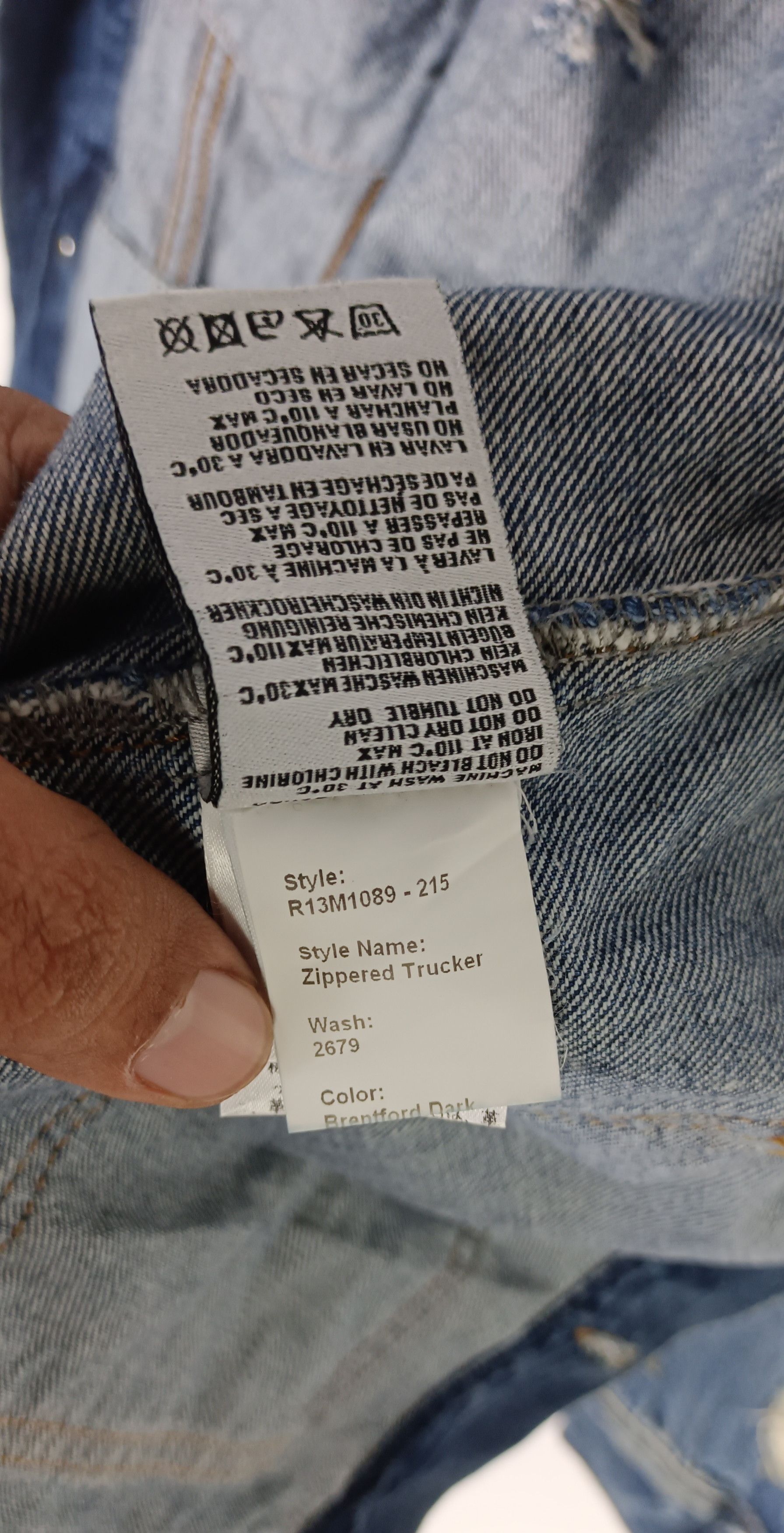 R13 R13 Zippered Trucker Denim Distressed Size US M / EU 48-50 / 2 - 18 Thumbnail