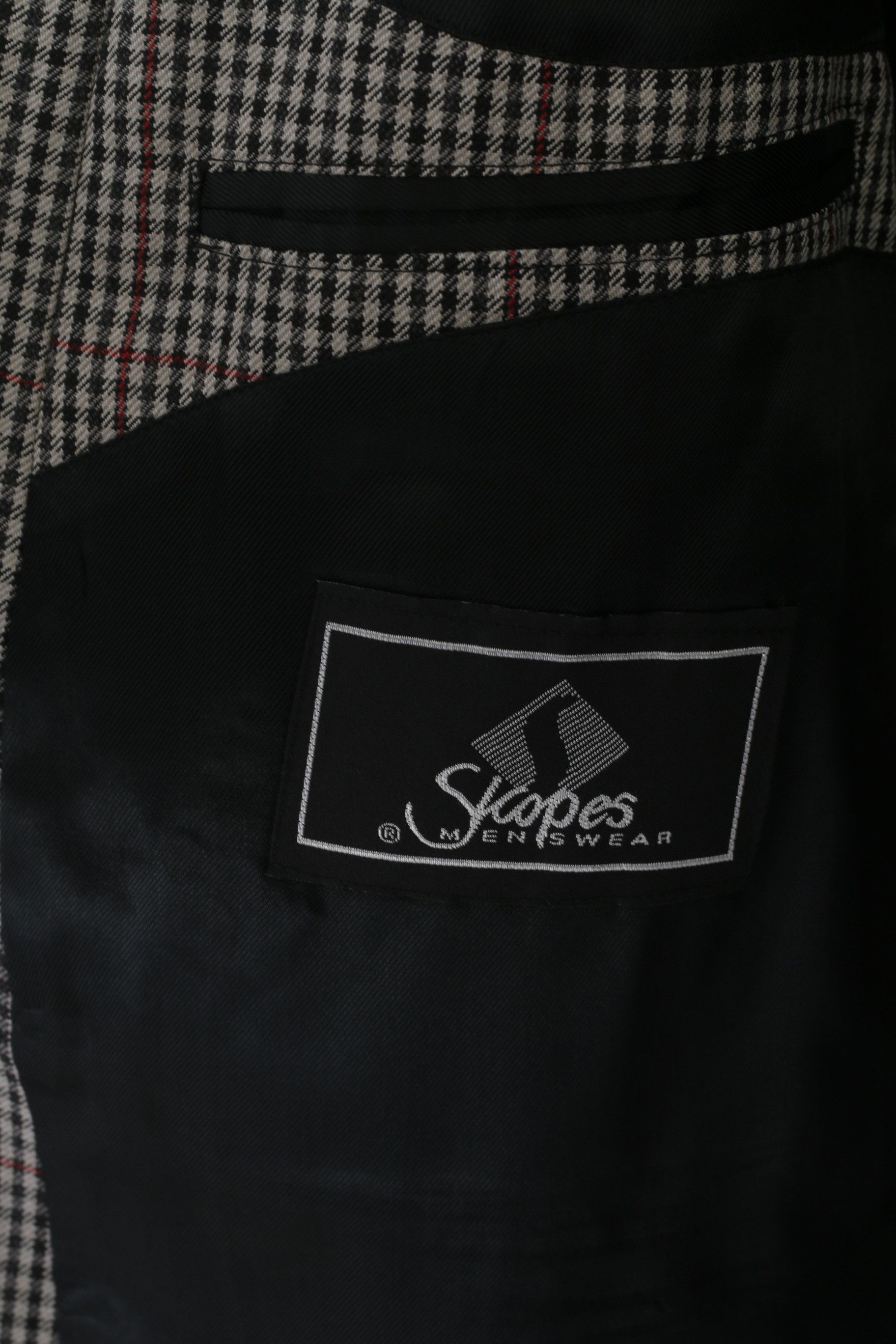 Vintage Skopes Men 54 XXXL Blazer Gray Herringbone 8104 Size 54L - 4 Thumbnail