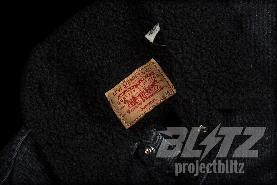 Supreme FW16 SUPREME LEVI'S BLEACHED SHERPA TRUCKER JACKET BLACK Size US M / EU 48-50 / 2 - 2 Thumbnail