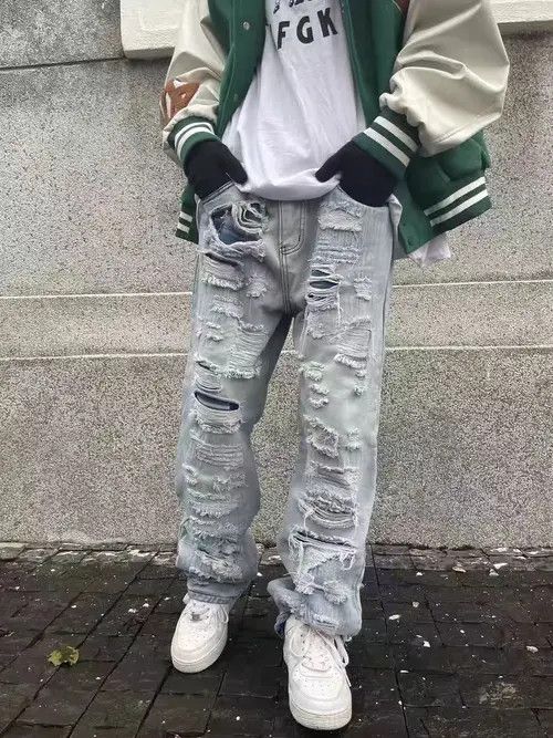 Japanese Brand Vintage street hip-hop washed and distressed ripped jeans Size US 31 - 7 Thumbnail