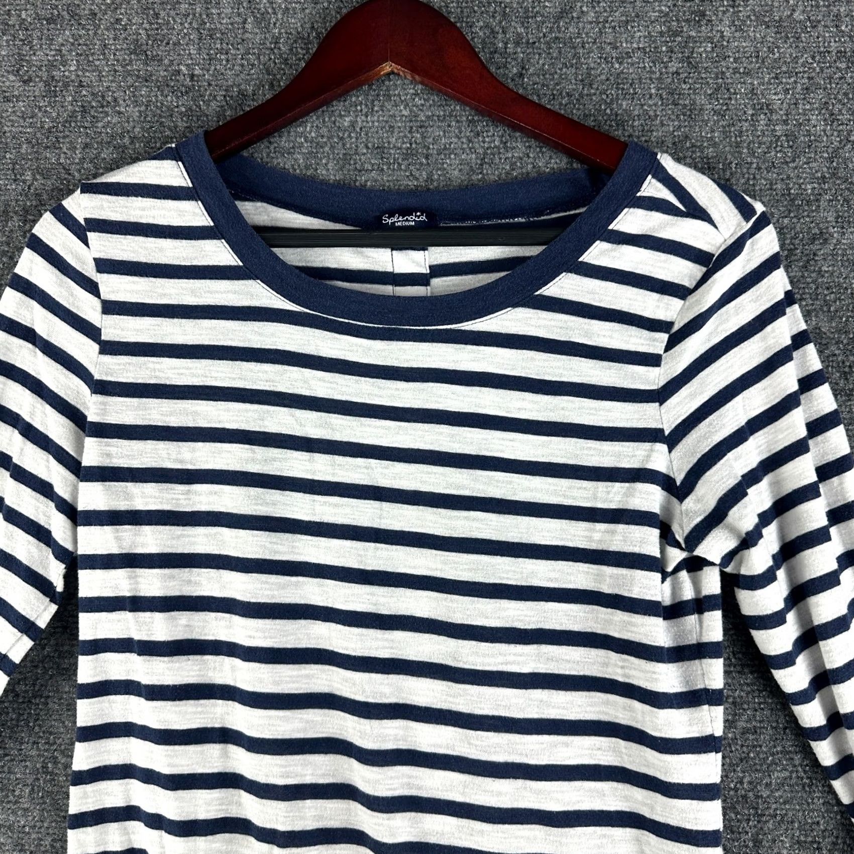 Splendid Splendid Blue Striped Cotton Knit Long Sleeve Tee Pullover Buttons Womens M Size M / US 6-8 / IT 42-44 - 4 Thumbnail