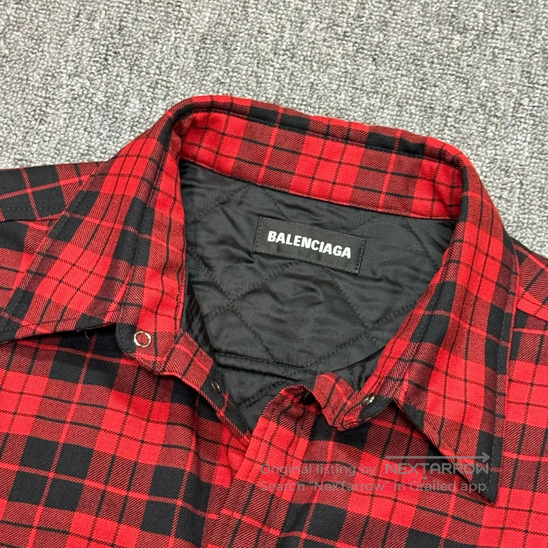 Balenciaga Balenciaga Red Black Plaid Cotton Coat. Size US L / EU 52-54 / 3 - 5 Thumbnail
