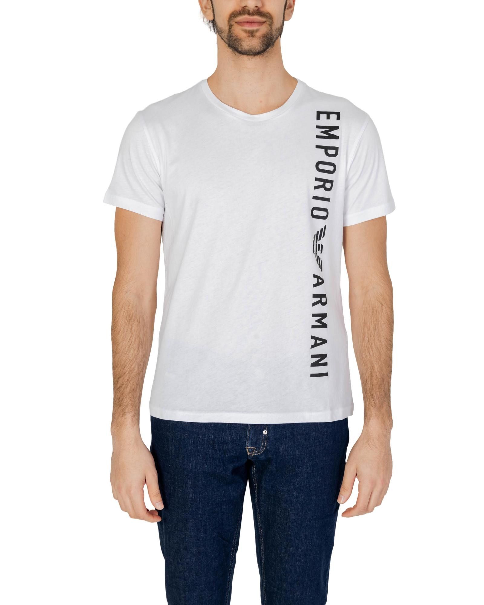 image of Emporio Armani Printed Short Sleeve T-Shirt in White, Men's (Size XL)