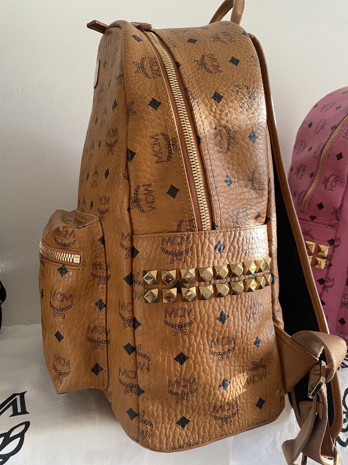 MCM MCM Cognac Side Studs In Visetos Monogram Large Backpack Size 46 - 12 Thumbnail