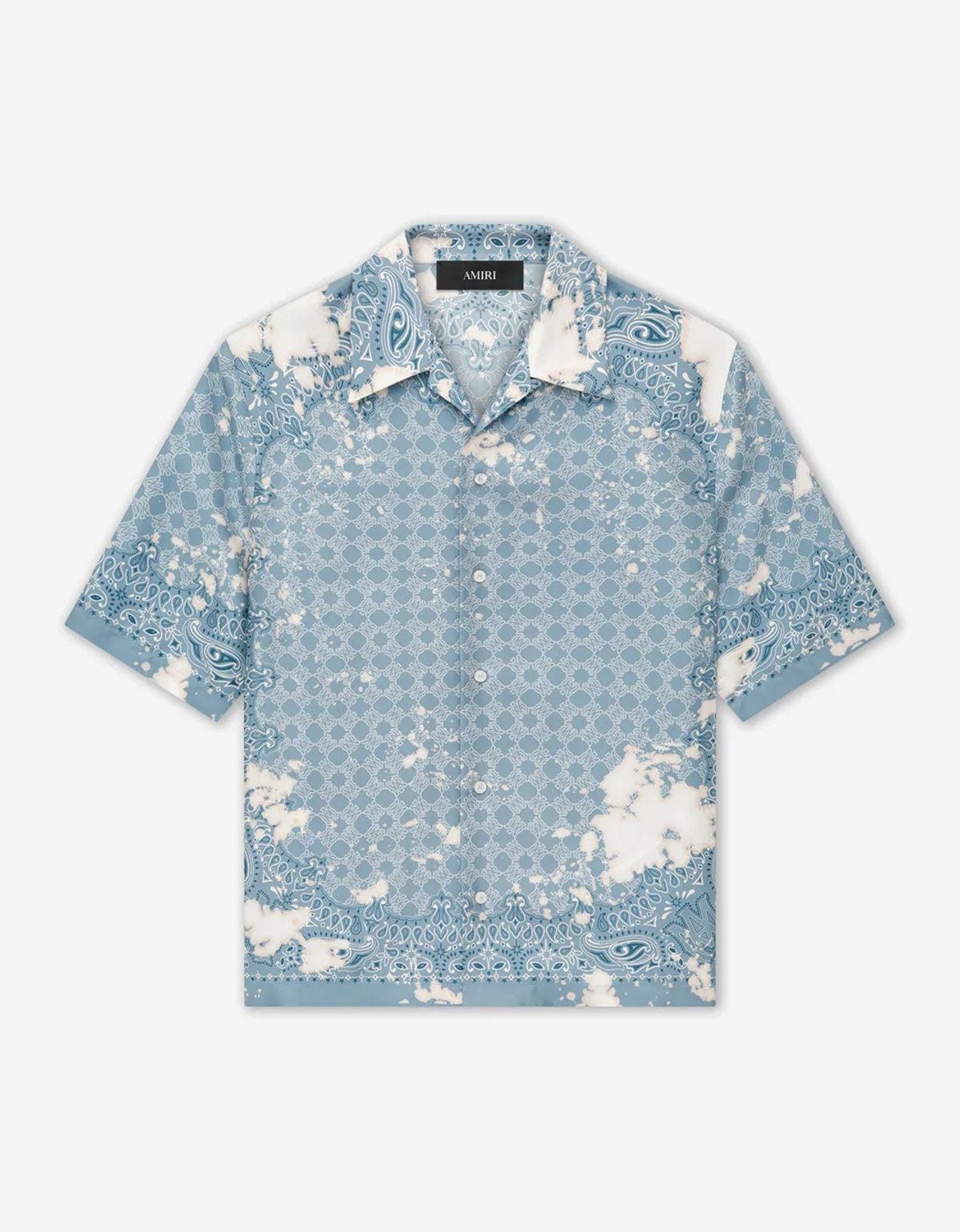 Amiri Blue Bleach Bandana Silk Bowling Shirt