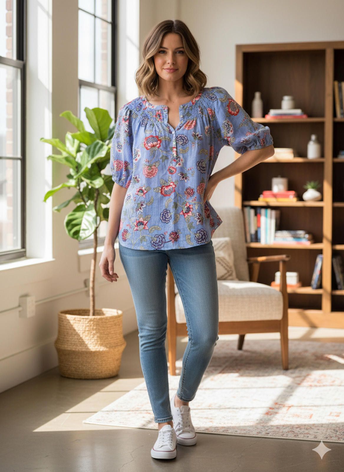 Other LOFT Floral Print Women's Blouse Medium boho Size M / US 6-8 / IT 42-44 - 1 Thumbnail