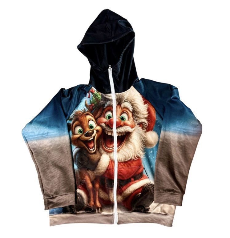 Other Santa Reindeer Full Zip Hoodie XXL Graphic Sweatshirt Unisex Size XXL / US 16-18 / IT 52-54 - 1 Thumbnail