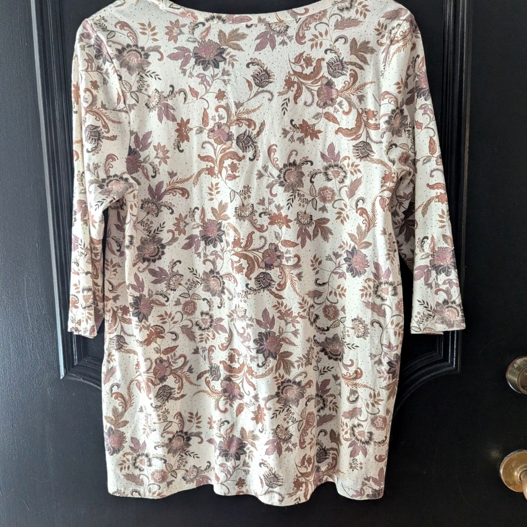 J. Jill J.Jill T-Shirt Womens M V-Neck 3/4 Sleeve Floral Multicolor Knit Cotton Blend Tencel Modal Pullover Casual Shirt Basic Size M / US 6-8 / IT 42-44 - 2 Thumbnail