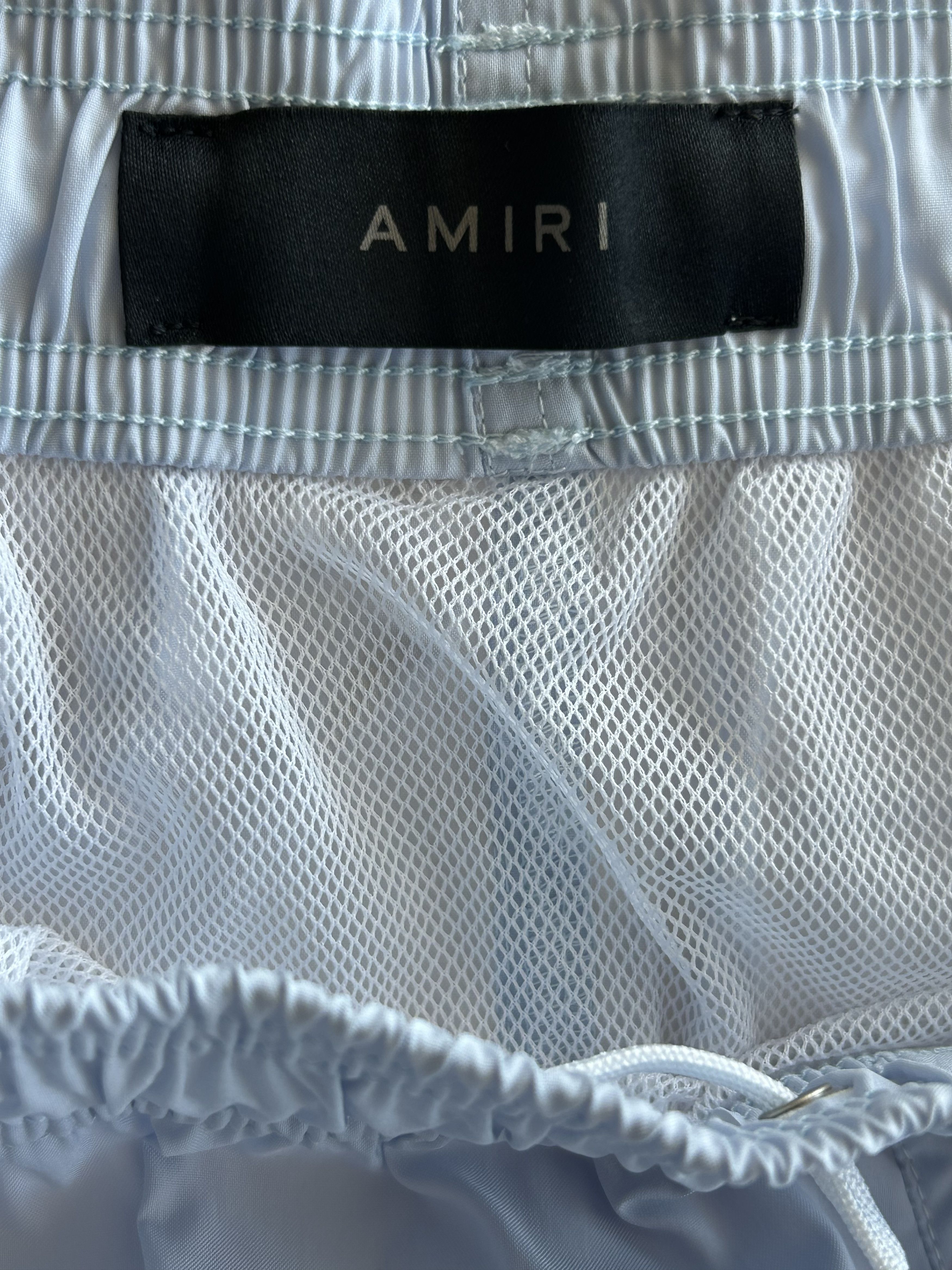Amiri Amiri Grey Stack Logo Swimshorts Size US 40 / EU 56 - 3 Thumbnail