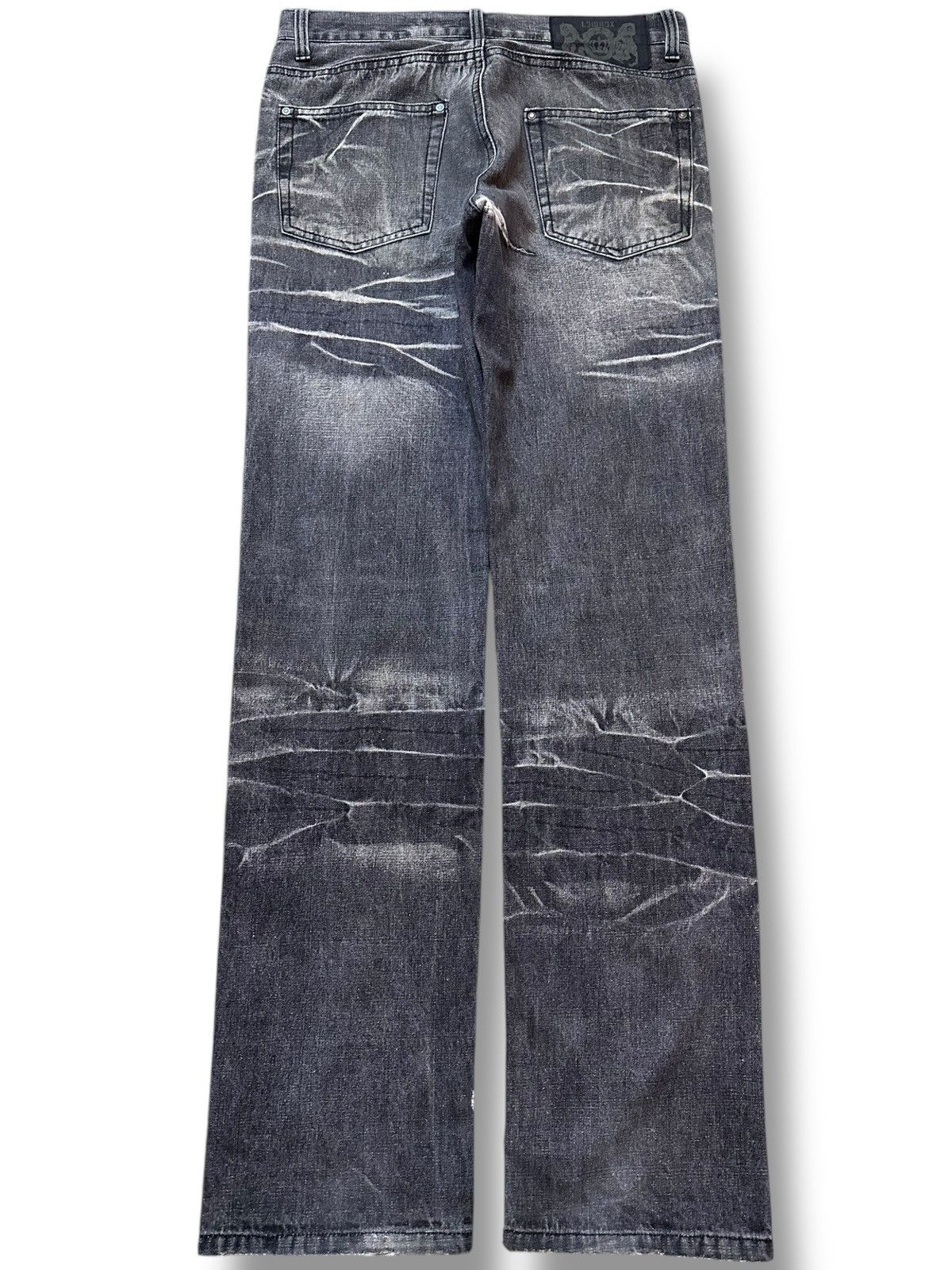 LOWBOX Vintage Lowbox Black Whiskers Distressed Denim Size US 31 - 6 Thumbnail