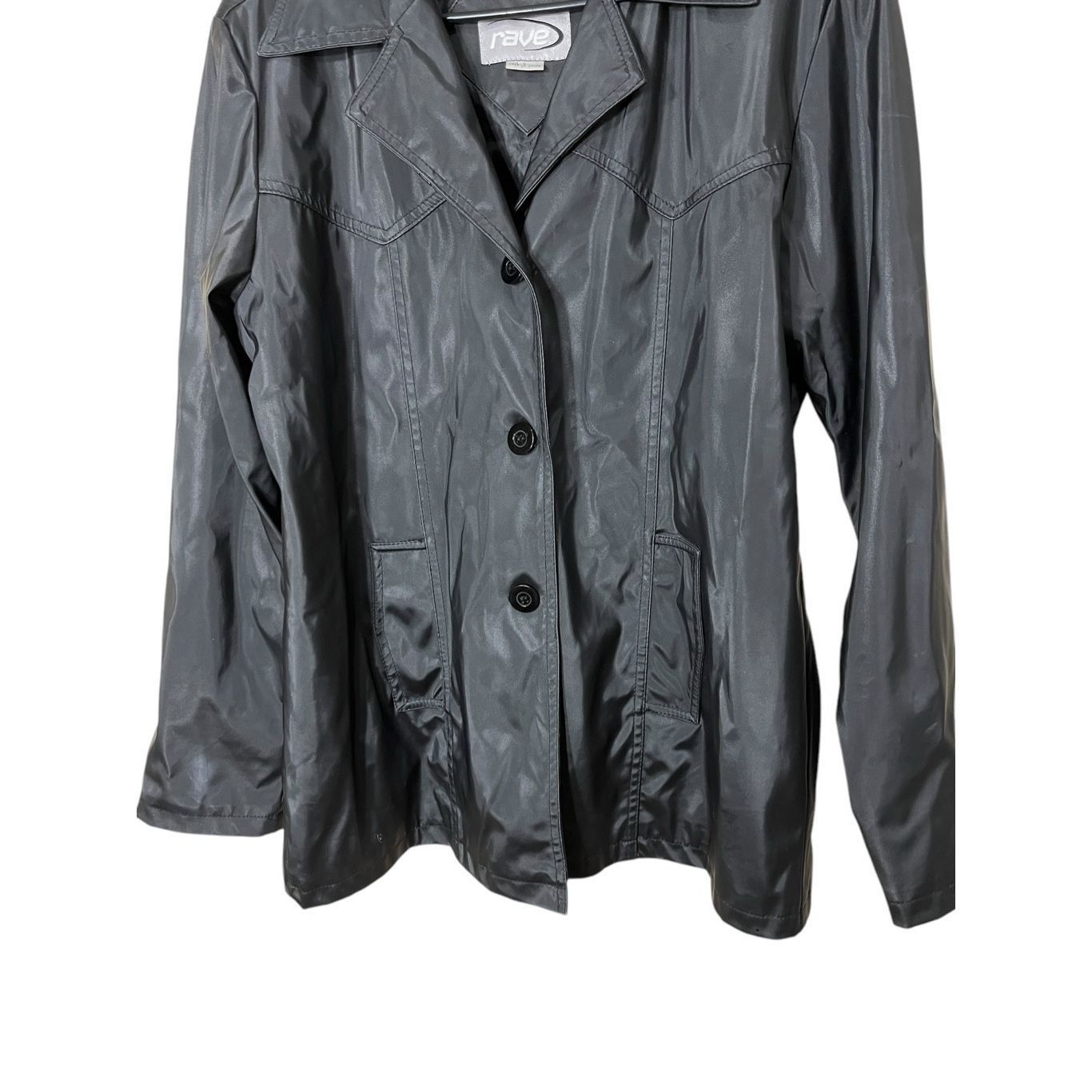 Other Vintage Rave 90s Y2K Shiny Black Coat Size Large Size L / US 10 / IT 46 - 3 Thumbnail