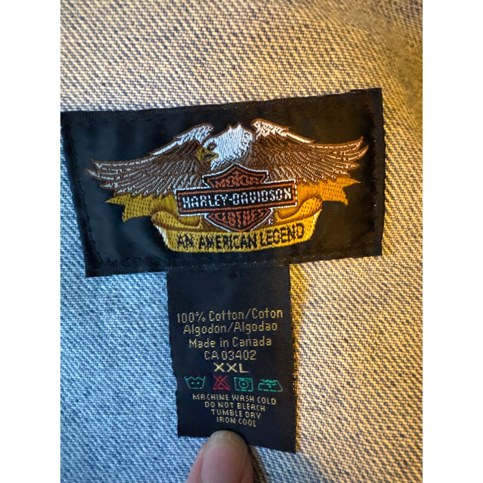 Harley Davidson HARLEY DAVIDSON Denim Jacket with Pins and Eagle Patch Size US XXL / EU 58 / 5 - 6 Thumbnail