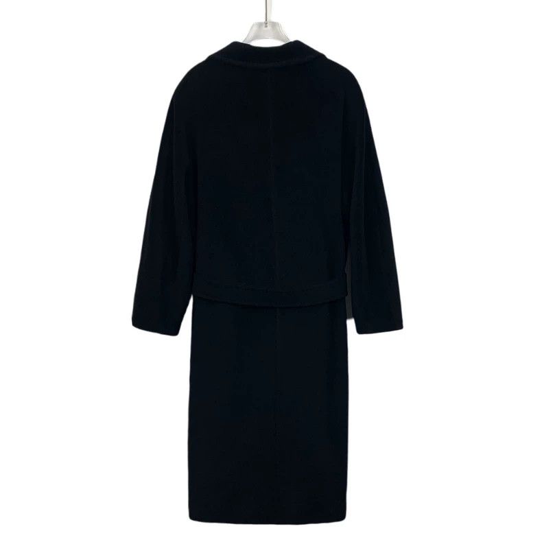 Max Mara Max Mara 101801 Black Lapel Double Breasted Belt Coat Size XS / US 0-2 / IT 36-38 - 2 Thumbnail