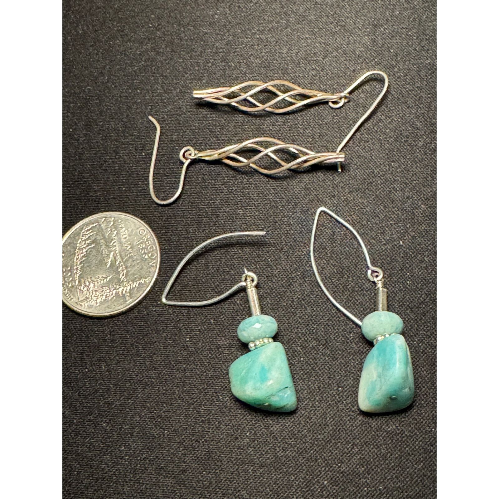 Other 2 Pair of 925 Tested Dangle Earrings Artisan Made Size ONE SIZE - 5 Thumbnail