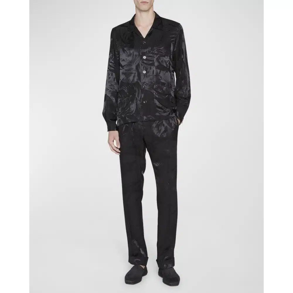 Tom Ford o1loc1c1124 HXH002 Floral Jacquard Shirt in Black Size US S / EU 44-46 / 1 - 4 Thumbnail