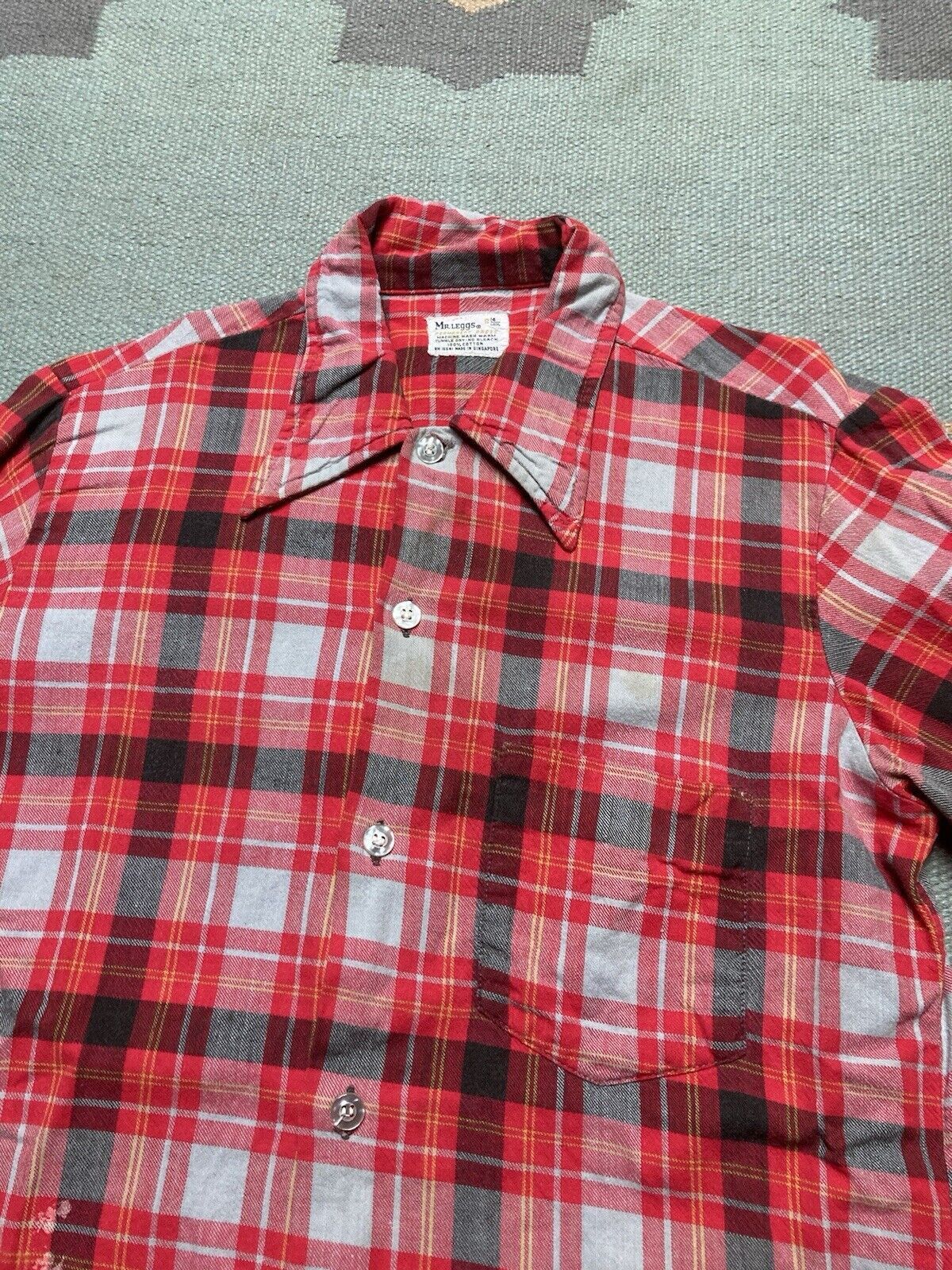 Vintage VTG 70s cotton flannel Mr Leggs check soft red plaid small Size US S / EU 44-46 / 1 - 5 Thumbnail
