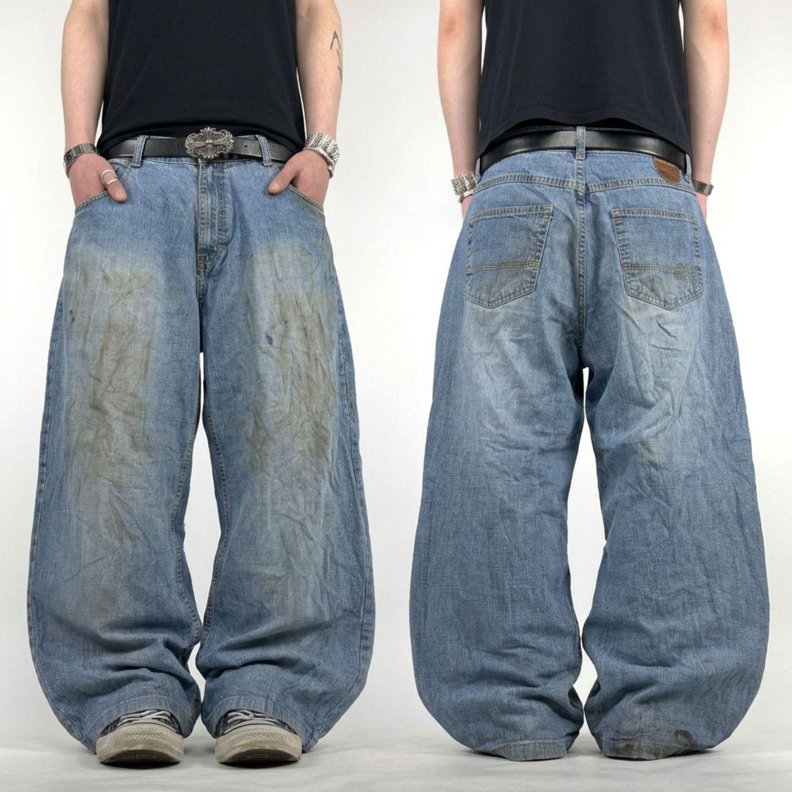 Japanese Brand × Mecca × Vintage Vintage y2k rare mecca grunge baggy wide leg faded jeans Size US 36 / EU 52 - 1 Thumbnail