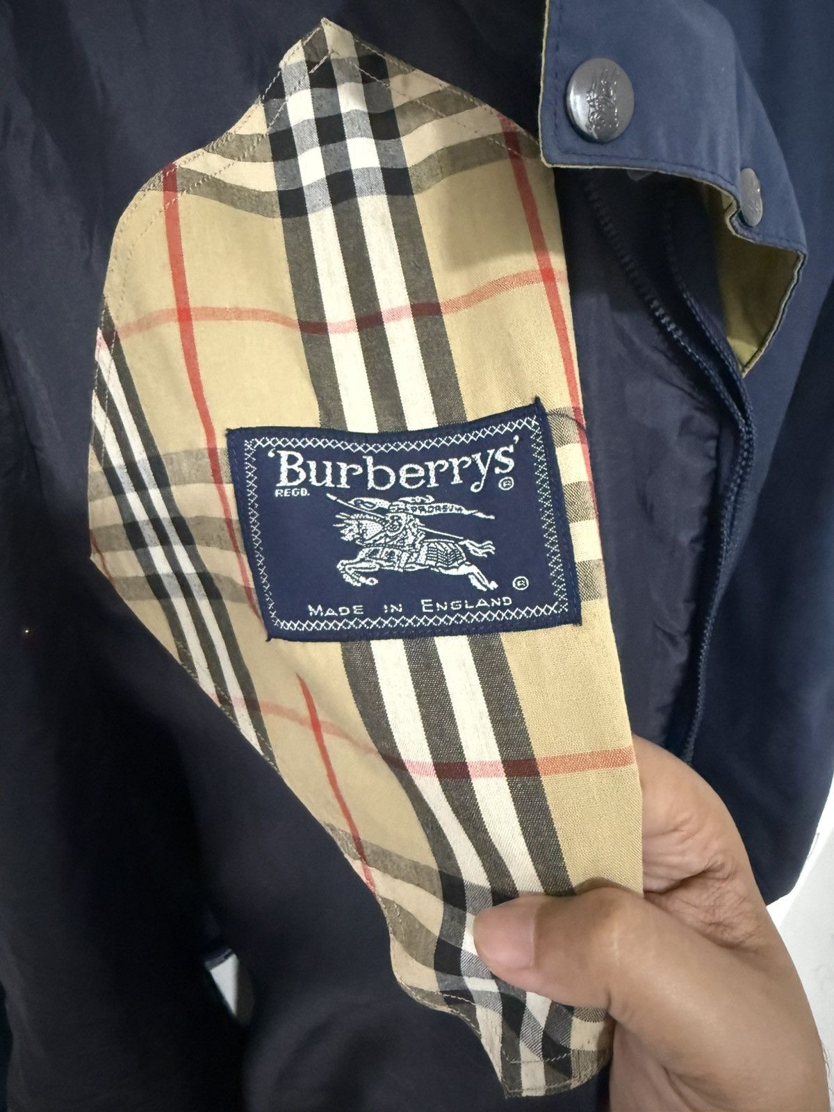 Burberry Vintage Burberry Blue Big Logo Jacket Size US XL / EU 56 / 4 - 17 Thumbnail
