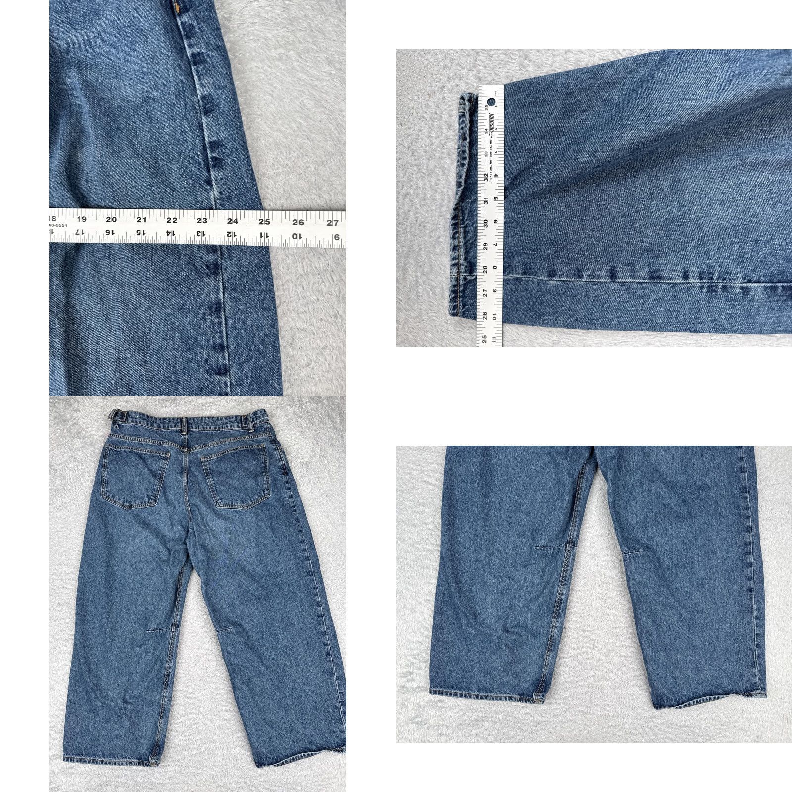 Zara Zara Jeans Womens 12 Blue High Rise Wide Leg Relaxed Cropped Denim 32x25 90s Theme Size 34" / US 12 / IT 48 - 9 Thumbnail