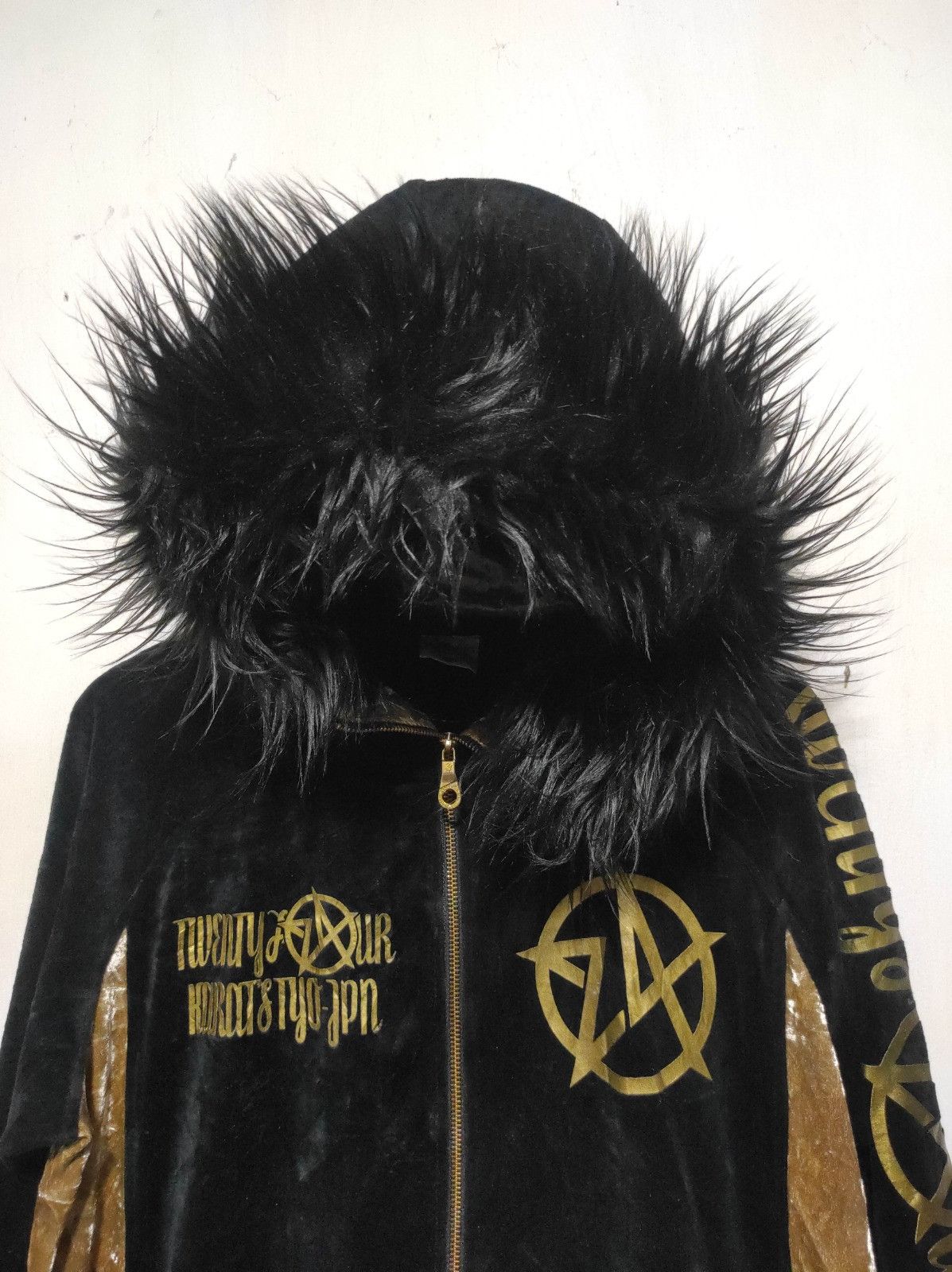Japanese Brand 24 Karate Velvet double zip fur hoodie LGB style Size US L / EU 52-54 / 3 - 13 Thumbnail
