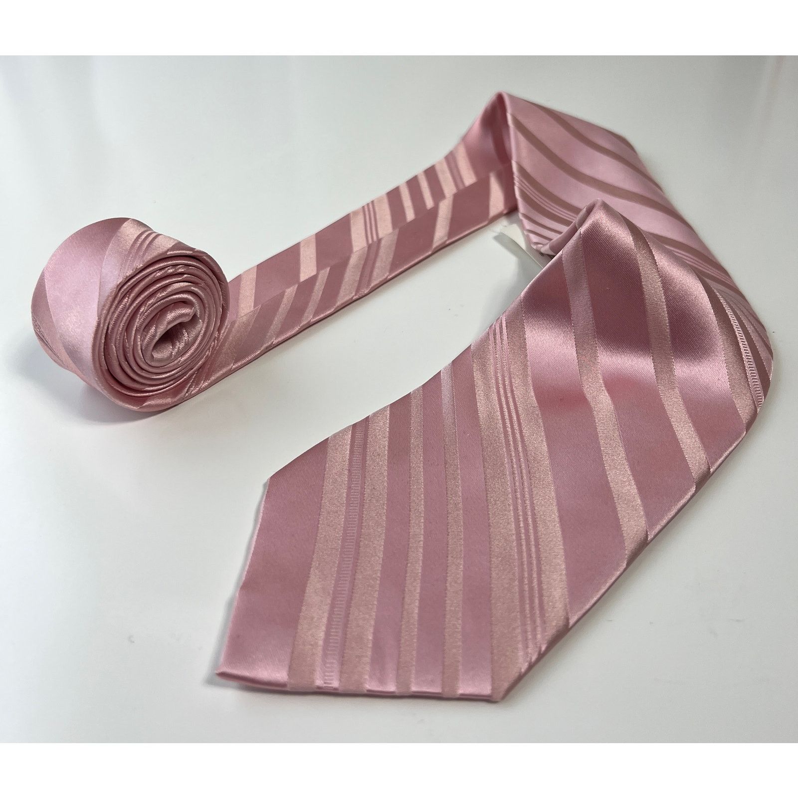 Jones New York Jones New York Men's Pink Striped 100% Silk Necktie Neck Tie Size ONE SIZE - 1 Thumbnail