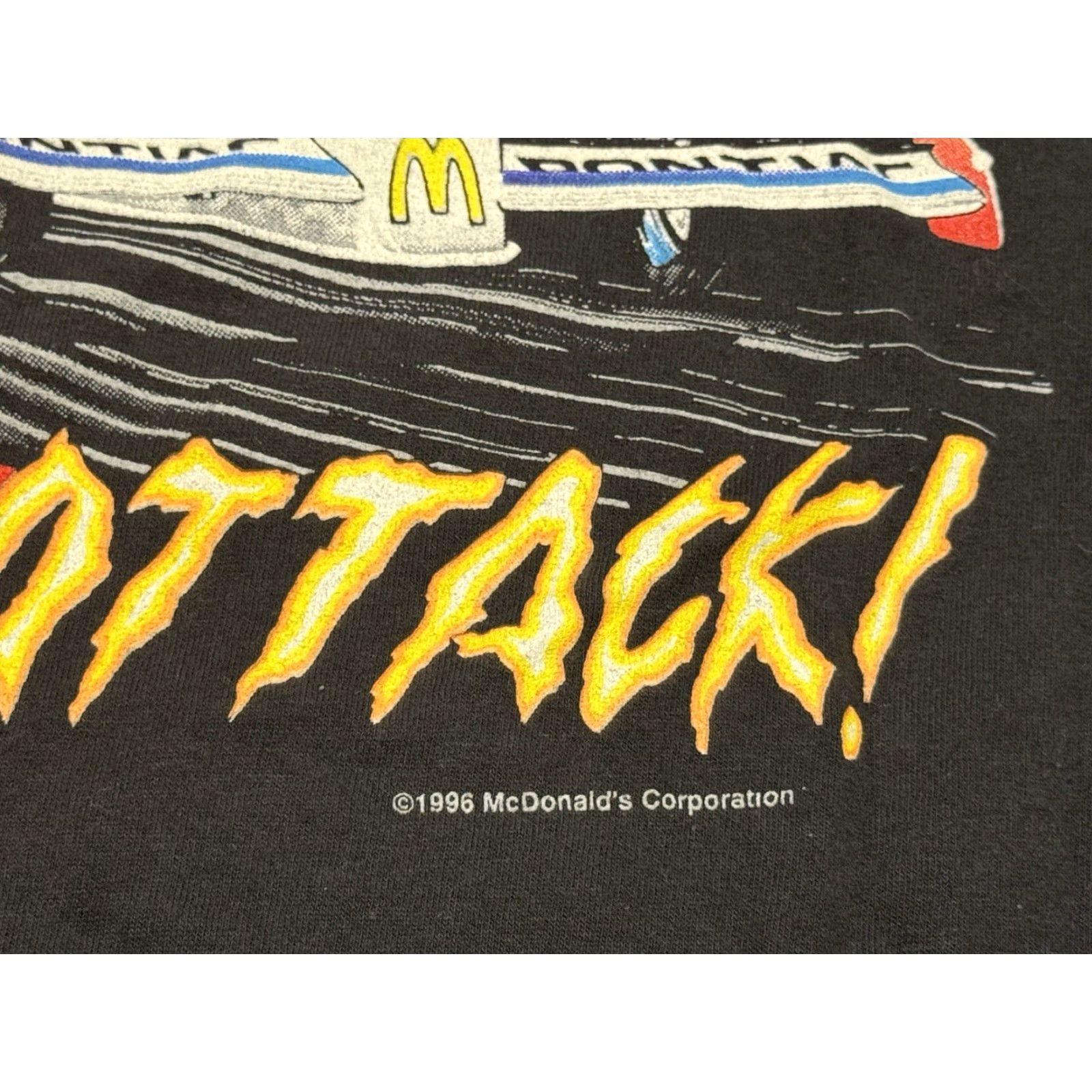 Vintage VINTAGE Kudzu McDonald's Racing Big Mac Attack 2X T-Shirt Men Black Graphic Print 90s Size US XXL / EU 58 / 5 - 3 Thumbnail