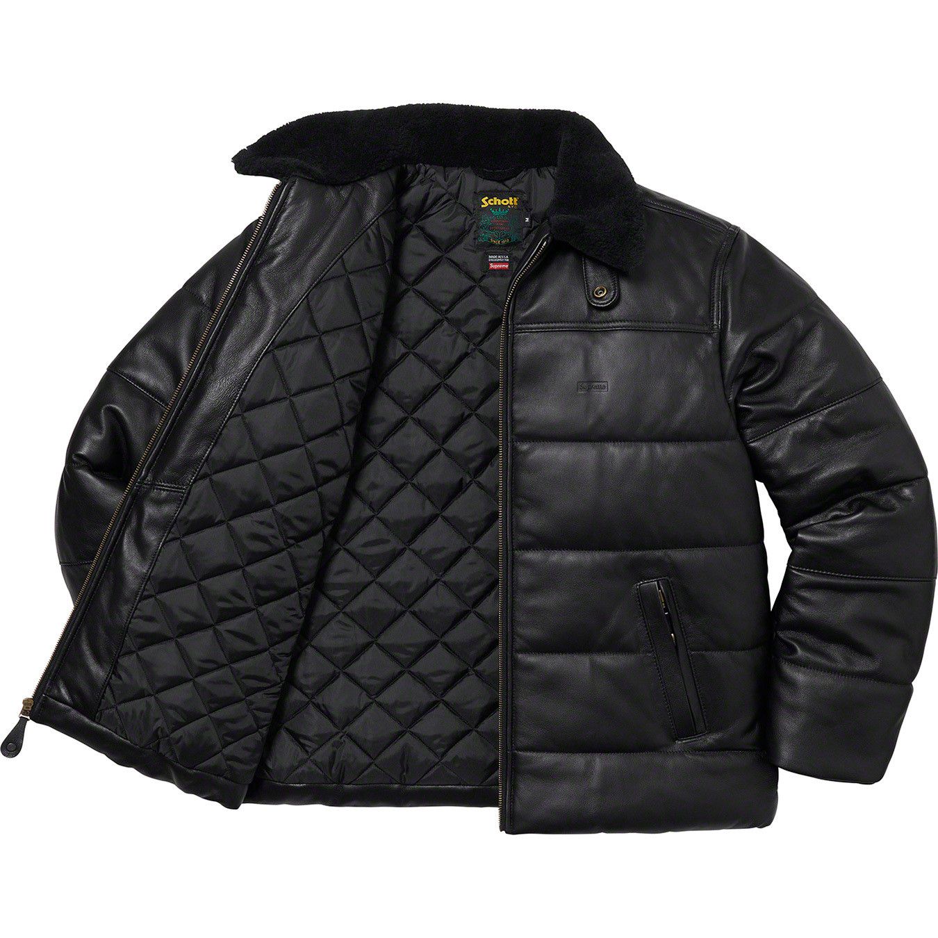 Schott × Supreme Supreme Schott Shearling Collar Leather