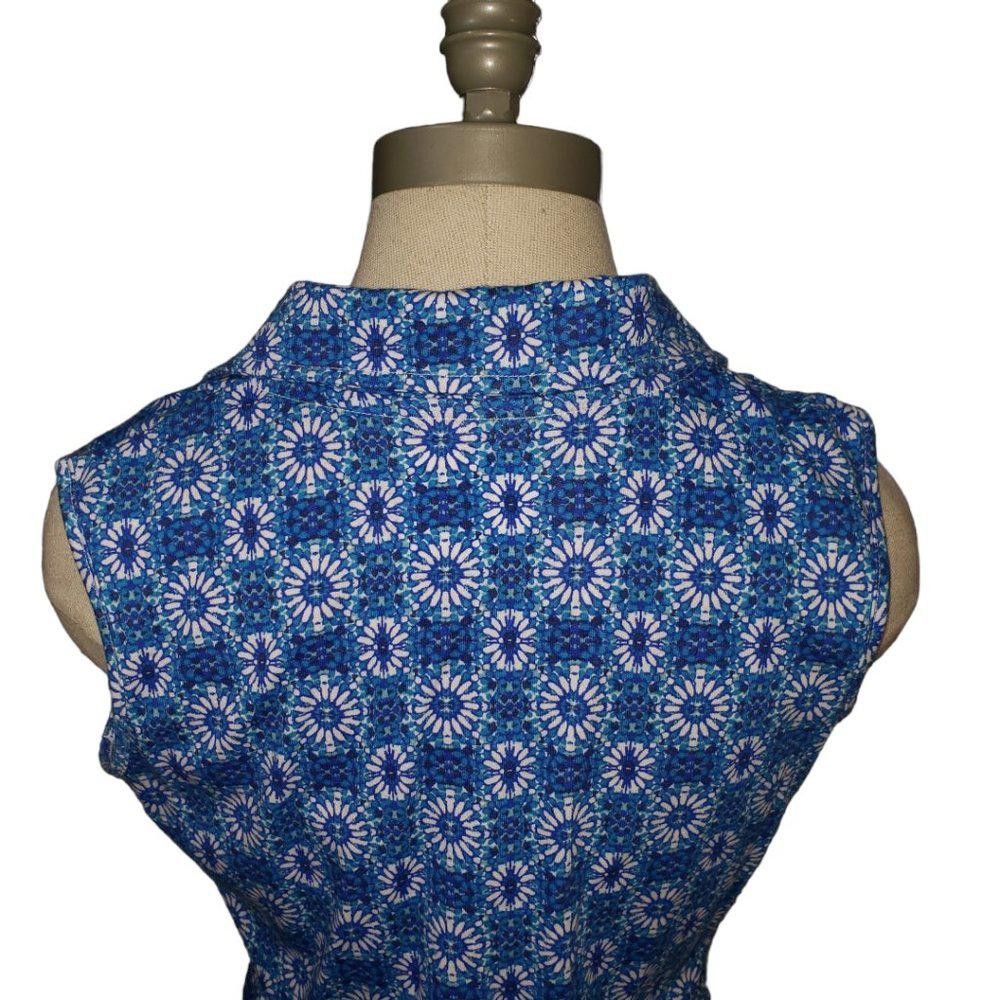 Designer CT514 Lee Riders Sleeveless V-neck Floral Blue Mini Dress S Size S / US 4 / IT 40 - 4 Thumbnail