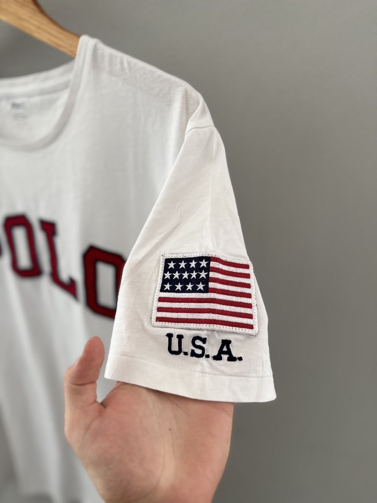 Polo Ralph Lauren Vintage Polo Ralph Lauren USA Big Flag Logo Tee Size US XL / EU 56 / 4 - 3 Thumbnail