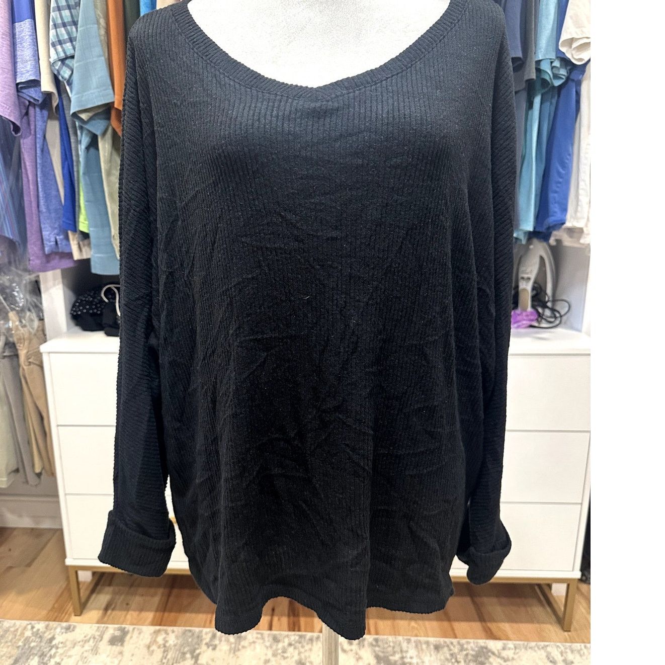 Other Caslon Women's Plus Black Long Sleeve Ribbed Sweater 2X NWOT Size XXL / US 16-18 / IT 52-54 - 1 Thumbnail