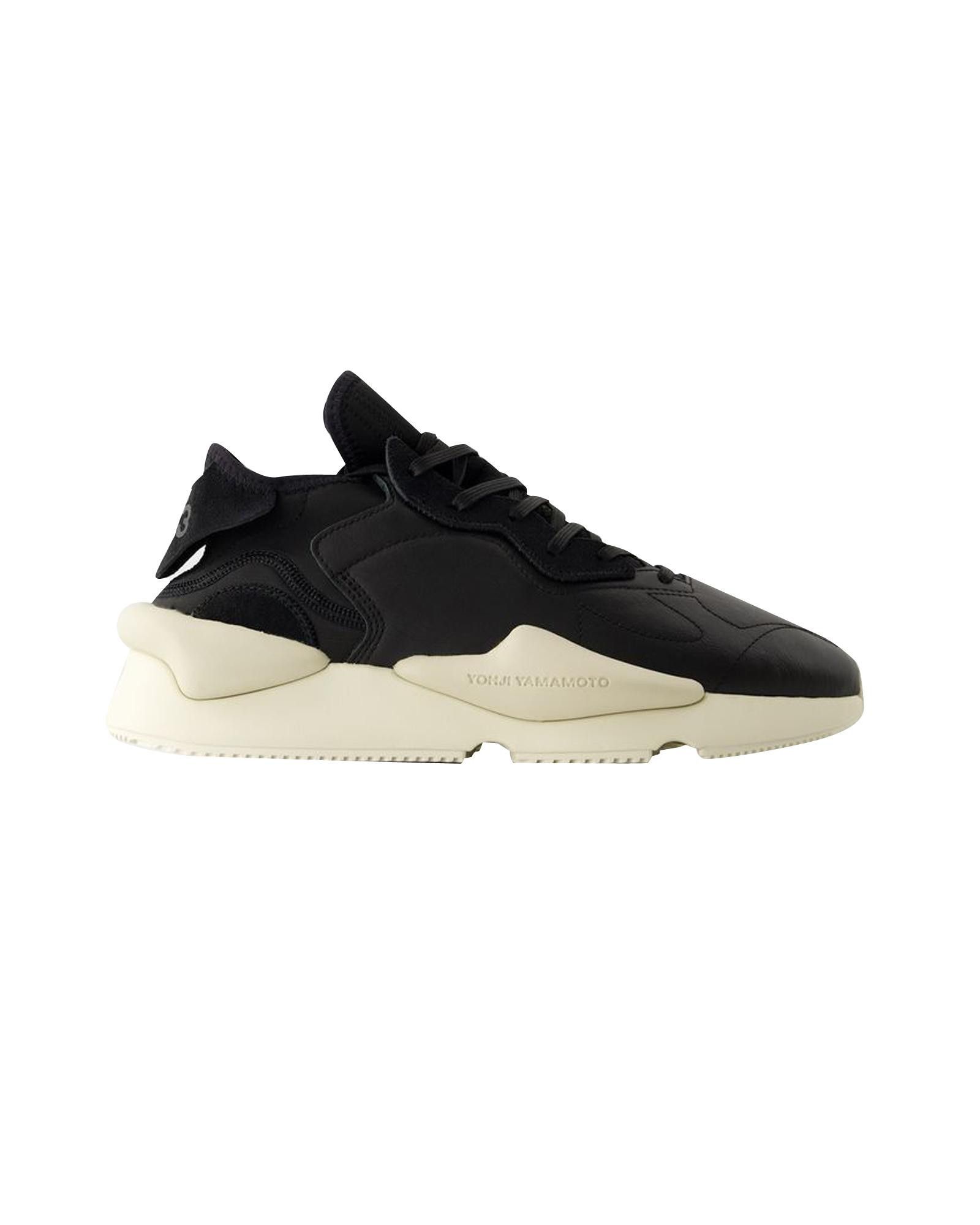image of Y 3 Round Toe Leather Sneakers - Synthetic Sole in Black, Women's (Size 8)