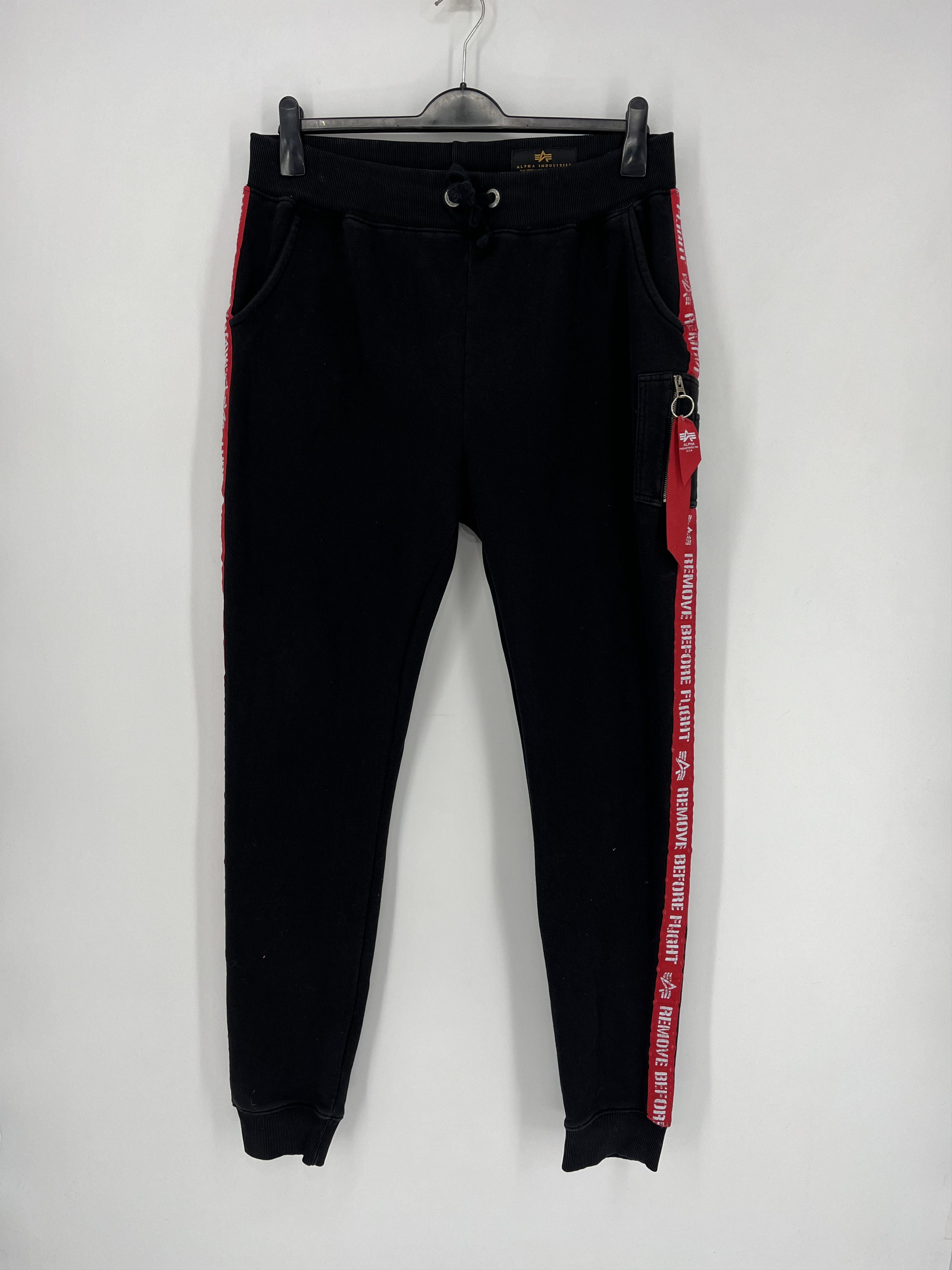 Rare Vintage ALPHA INDUSTRIES Zipped Cargo Y2K Baggy Nylon Pants Black Size  33