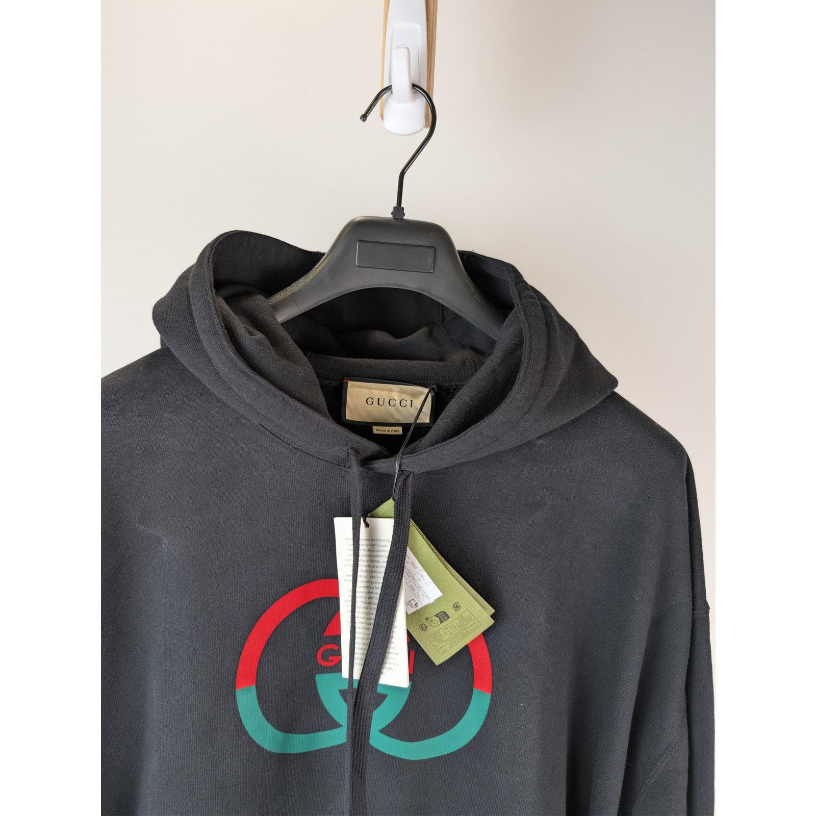 Gucci o1rshd1 Light Felted Cotton Jersey Hooded Sweatshirt Black Size US XL / EU 56 / 4 - 7 Thumbnail