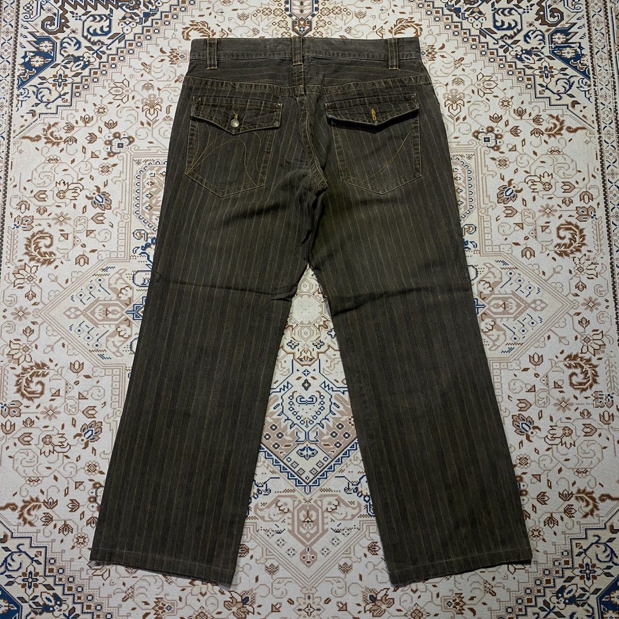 If Six Was Nine 2000s NICOLE MONSIEUR STIPPED JEANS Size US 36 / EU 52 - 2 Thumbnail
