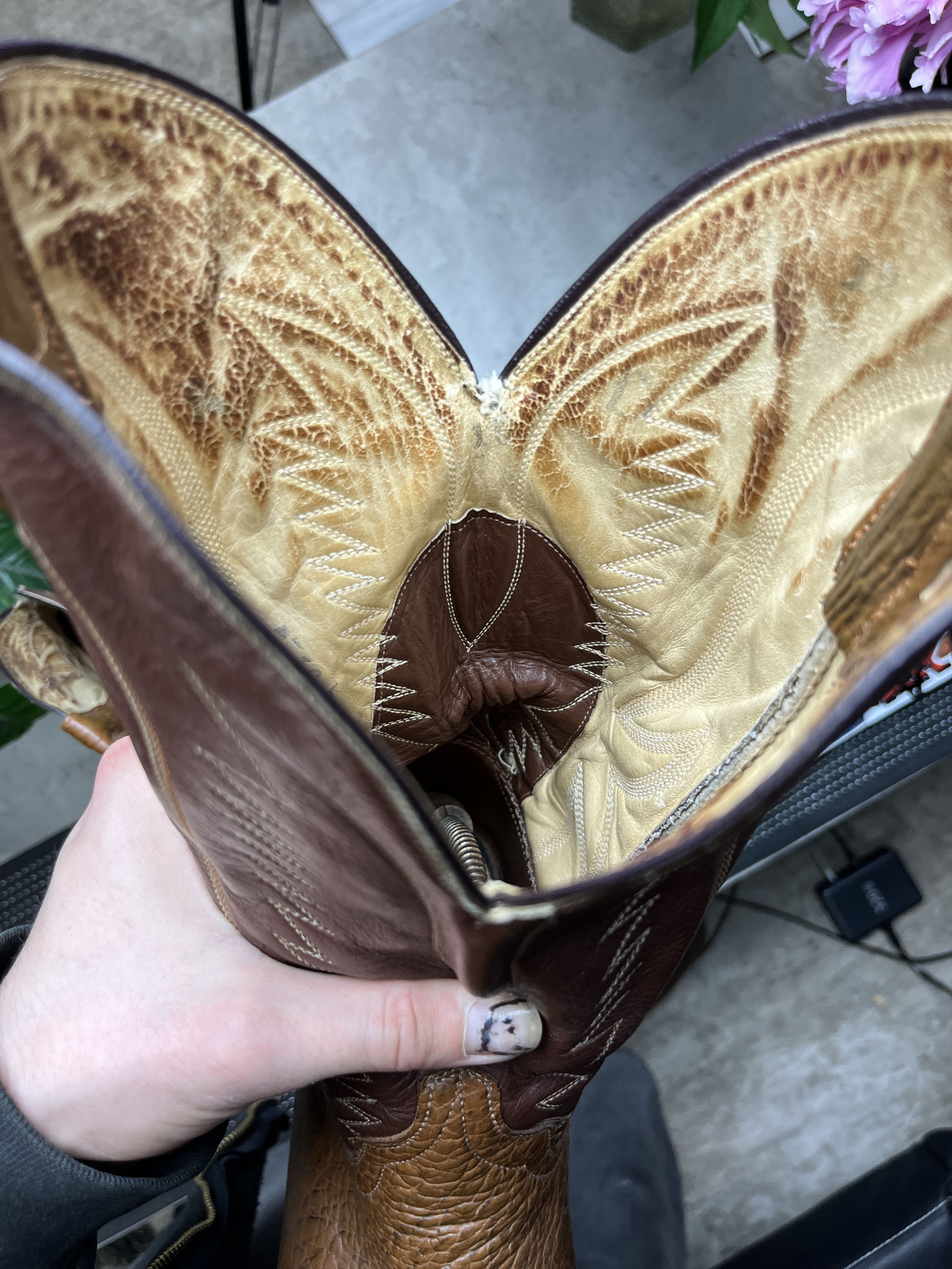 Other 1980s VINTAGE TEXTURED LEATHER WESTERN COWBOY BOOTS - 5106 Size US 10.5 / EU 43-44 - 8 Thumbnail
