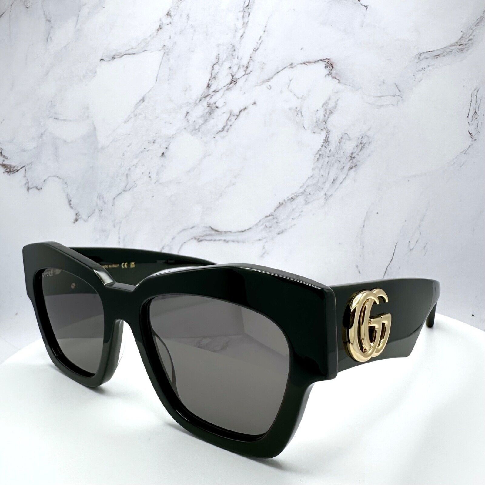 Gucci Gucci Sunglasses Black Cat Eye Gold Interlocking GG Logo Size ONE SIZE - 15 Thumbnail