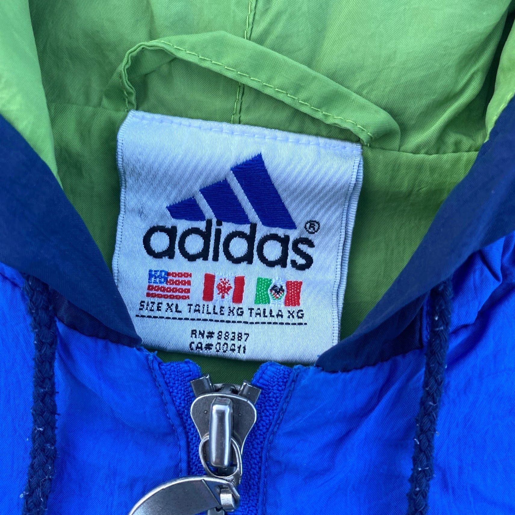 Adidas Adidas Jacket Men XL Blue Colorblock Half Zip Hooded Windbreaker Size US XL / EU 56 / 4 - 3 Thumbnail