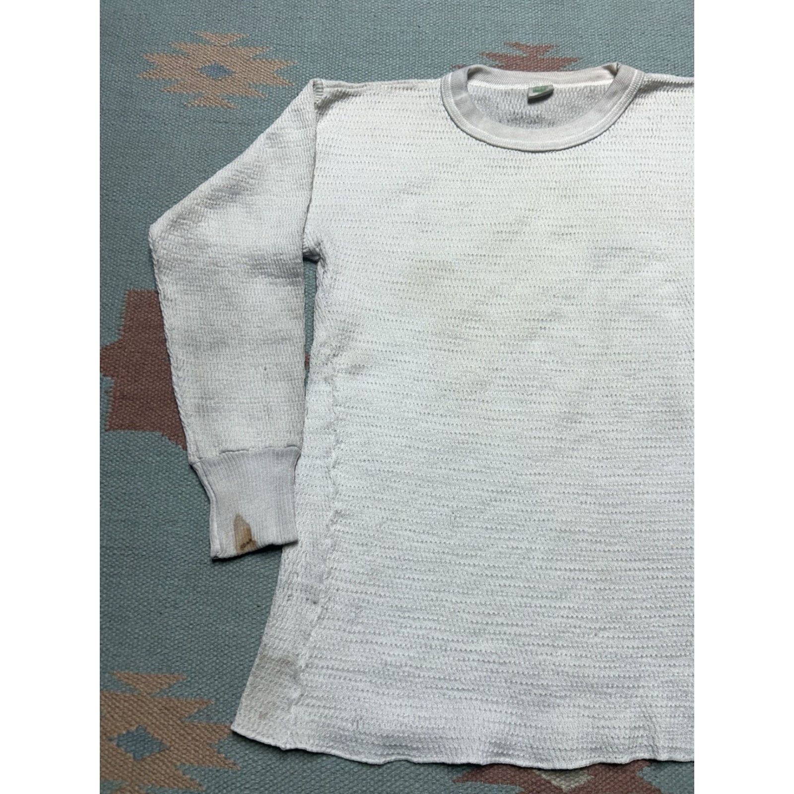 Hanes VINTAGE 70s waffle knit thermal shirt Hanes White Large Men T-Shirt Thermal Base Layer Size US L / EU 52-54 / 3 - 2 Thumbnail