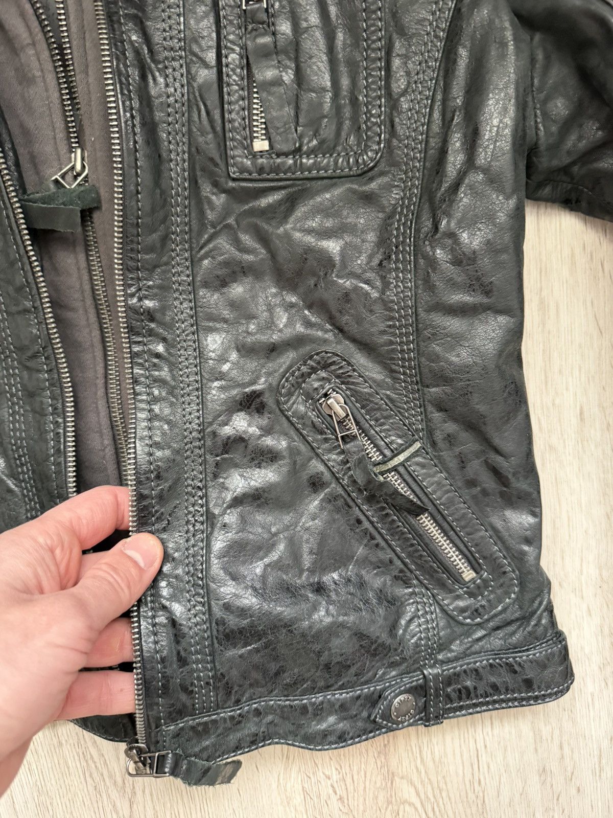Gypsy Gipsy Leather Biker Jacket with Inner Hoodie Layer – Size S Size S / US 4 / IT 40 - 7 Thumbnail