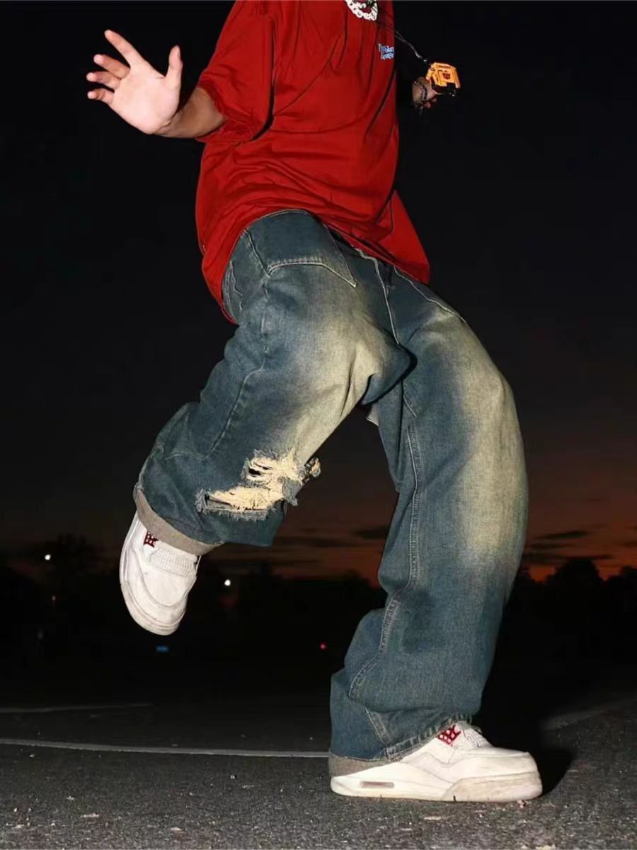 Japanese Brand × Jean Street vintage ripped hip hop baggy jeans Size US 30 / EU 46 - 5 Thumbnail