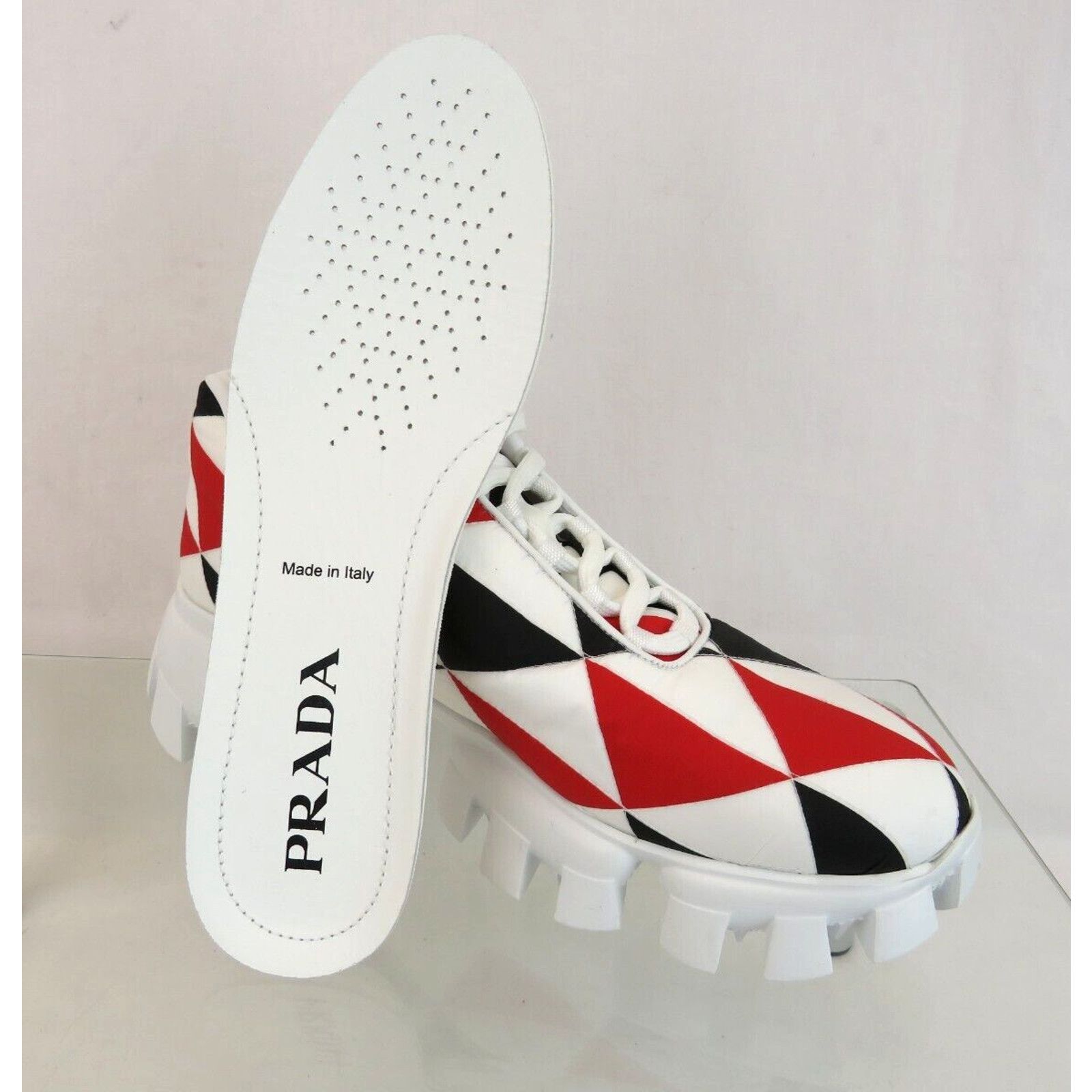 Prada 1E863M WHITE BLACK RED NYLON LOGO THUNDER LOW SNEAKERS 38.5 Size US 8.5 / IT 38.5 - 9 Thumbnail